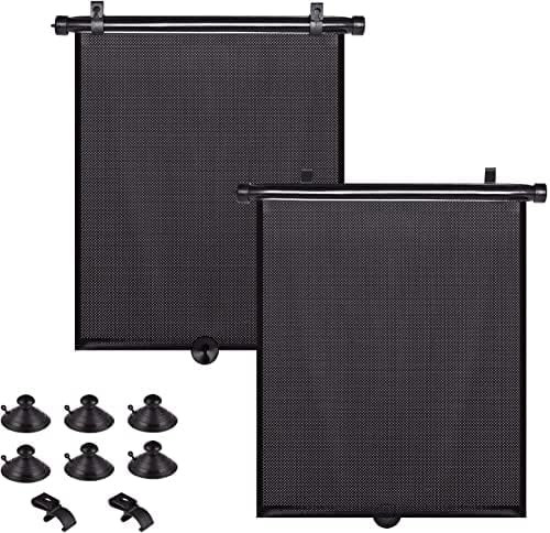 PLTCAT 2 Pack Large Car Sun Shade Side Window for Baby, Roller Vehicle Shades Sun Protection Shade for SUV Truck Side Window(Lar