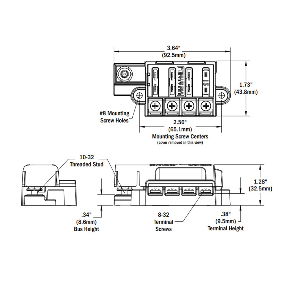 Blue Sea Systems 5045 ST Blade Fuse Block Compact 4 Circuit with Cover
