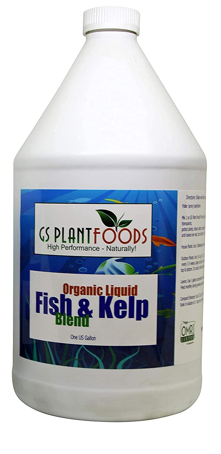 GS Plant Foods Organic Fish & Kelp Fertilizer - Hydrolyzed Blend for Vegetables & Plants, 1 Gallon, Model KFblend1Gal