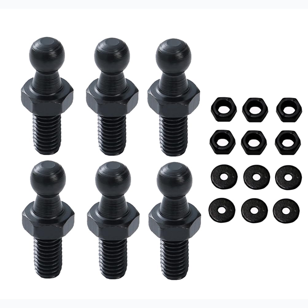 TOOMYAUTO 10mm Ball Studs with Hardware, M8 Ball Screws 5/16-18 Thread x 1/2'' Long Shank for Gas Struts Lift Support Strut Fitt