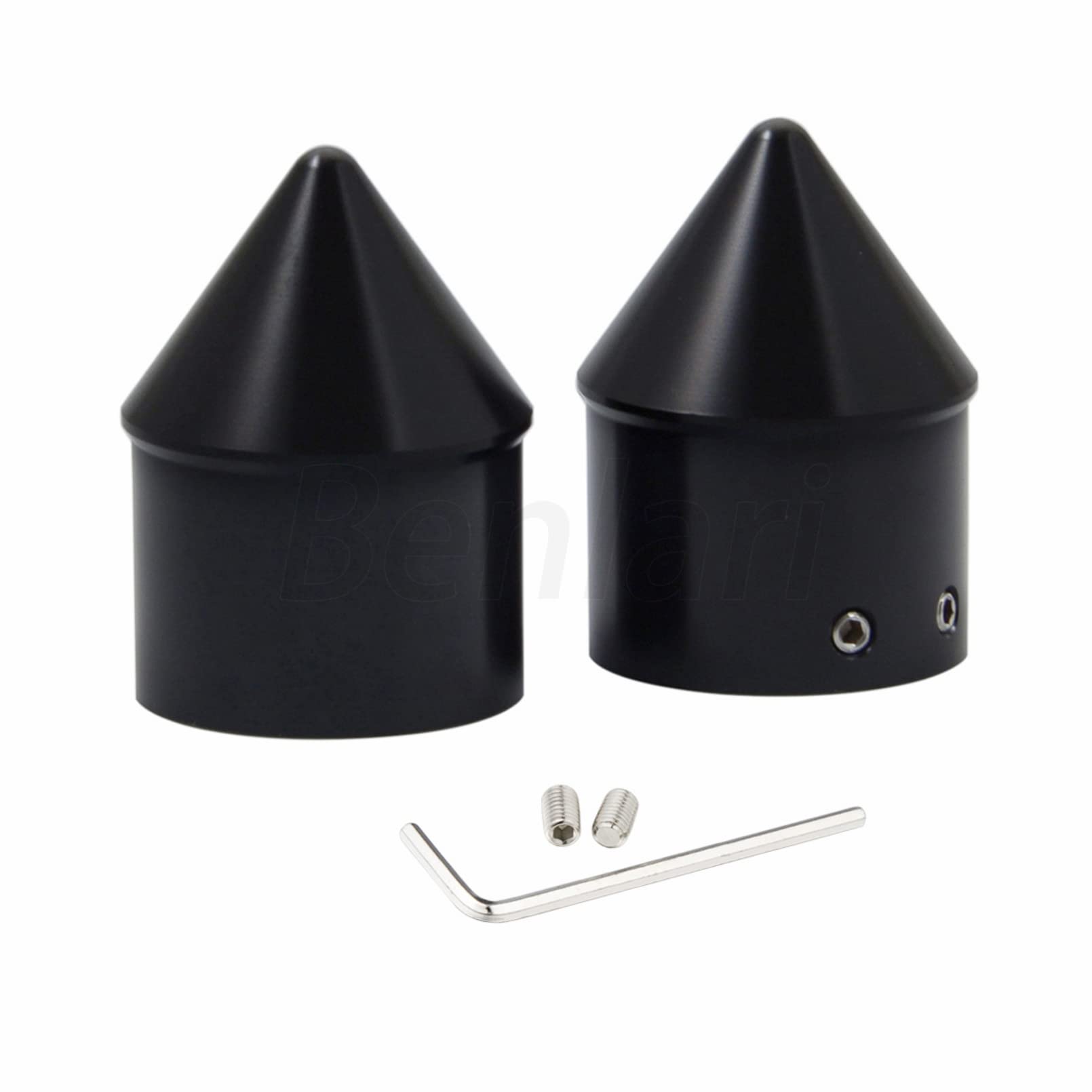 Benlari Black Front Axle Nut Covers Spike Axle Caps Compatible For Harley Touring Softail Sportster Dyna Street Glide Road King