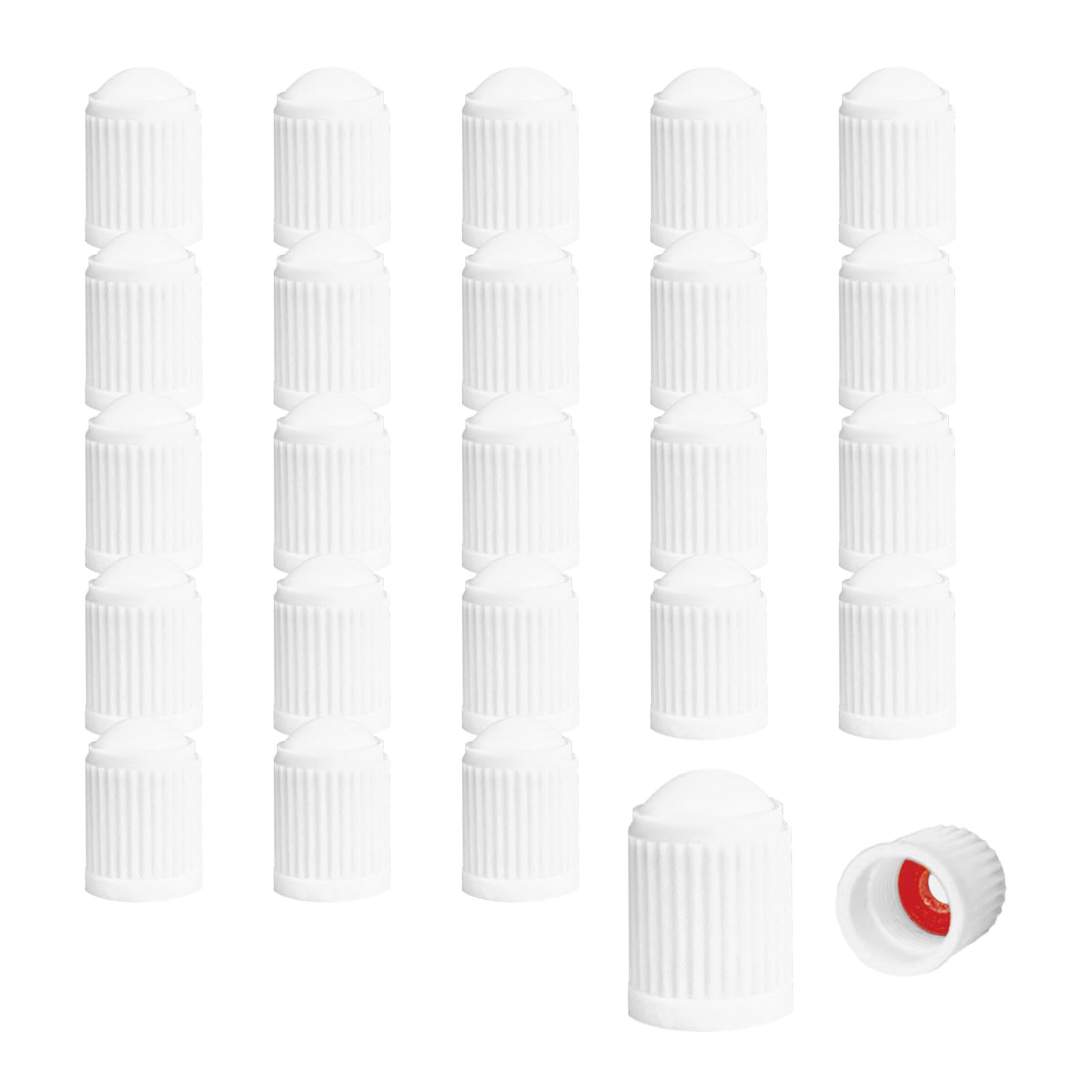 Ziciner 25 Pcs Tire Valve Stem Caps, Plastic Car Tyre Valve Cap With O Rubber Seal, Dustproof Airtight Seal Wheel Stem Covers, U