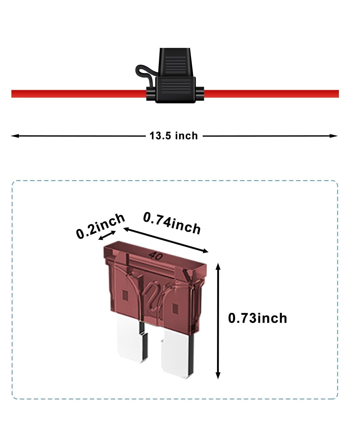 6 Pack 10 Gauge Inline Fuse Holder 12V - 10Awg Automotive Blade Fuse Holder With 6Pcs 40 Amp Atc/Ato Standard Fuses