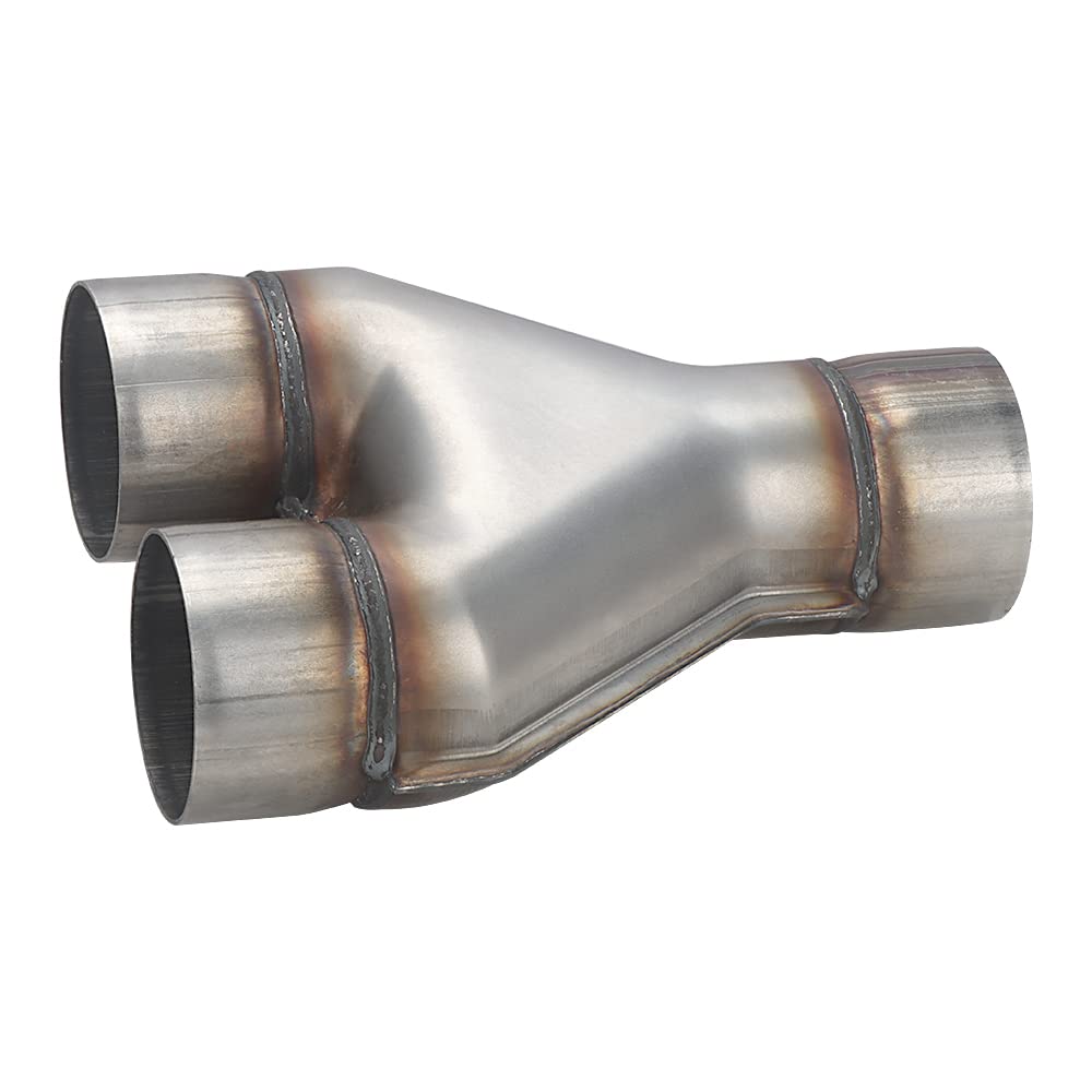 A-Karck Exhaust Y Pipe 3'' Inlet, Stainless Steel 10'' Long Dual 3'' Outlet Y Pipe Withstands High Temperatures (Wide-Body)