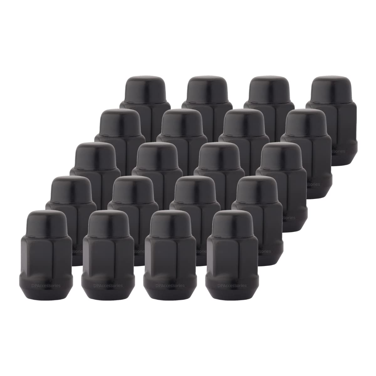 Dpaccessories Black M12X1.5 Lug Nuts - Closed-End Bulge Acorn - 19Mm (3/4'') Hex - Set Of 20 Black Lug Nuts - D3116Bk/20