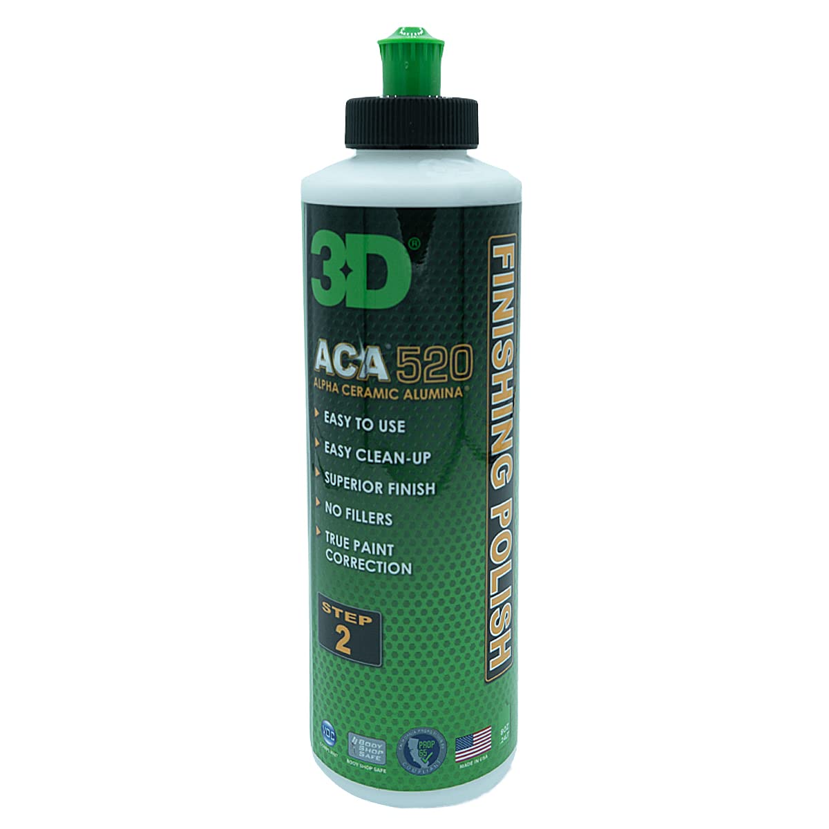 3D ACA 520 Finishing Polish - 8oz - Step 2 Body Shop Finishing Polish - Easy Clean Up, Superior Finish, No Fillers - True Paint 