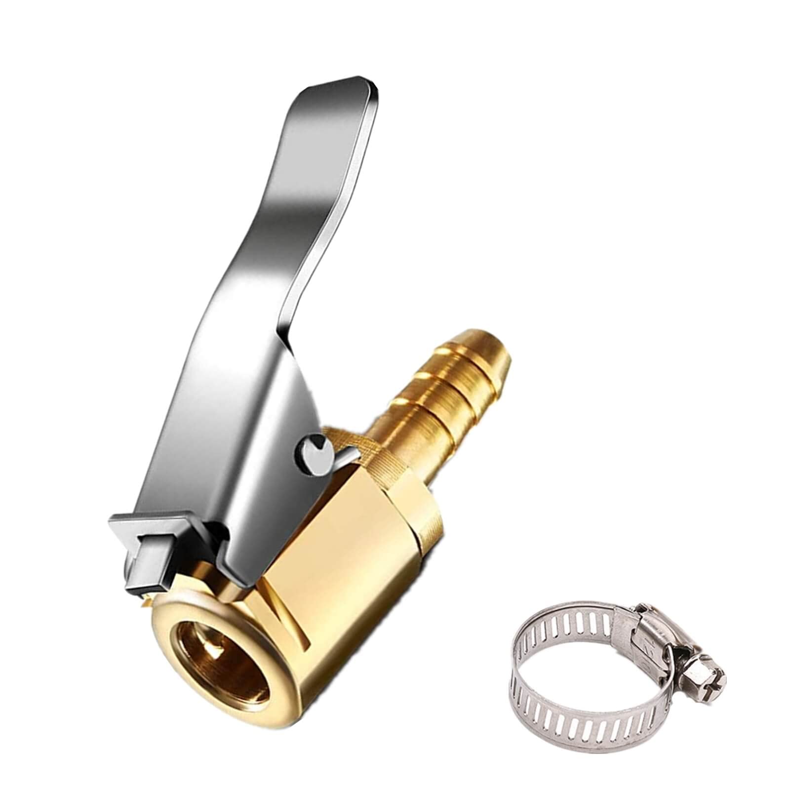 Ldcre Tire Air Chuck Adapter With Clip,1/4'' Brass American Type Thread Pump Nozzle,Locking Tire Inflator Adapter Connect, Air C