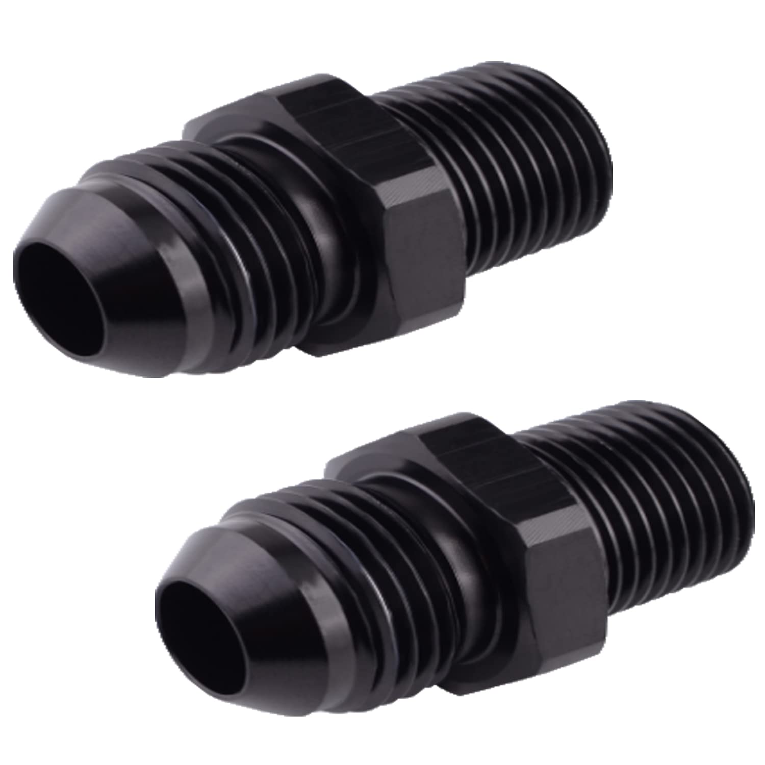 6AN Male Flare to 1/4'' NPT Pipe Fitting Adapter, 2pcs Aluminum Straight 6AN to 1/4 NPT Adapter for Automotive Replacement Fuel