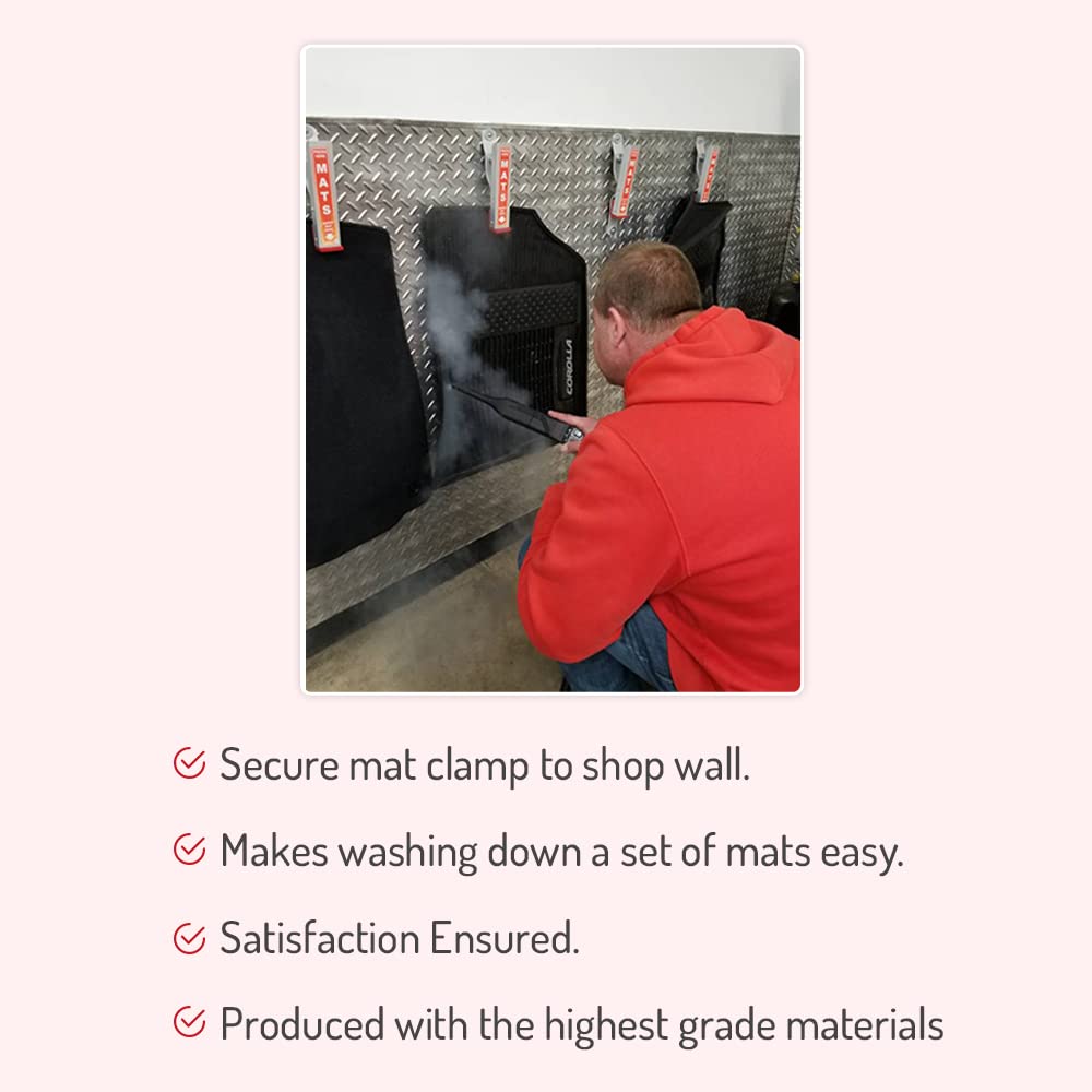 Hi-Tech Car Wash Mat Clamps - Heavy Duty Wall Mount Floor Mat Holders - Secure, Durable, And Easy To Install - Ideal For Home Ga