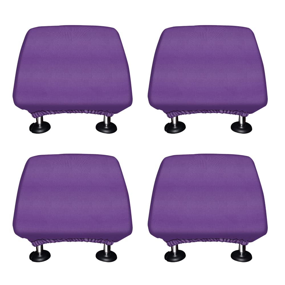 Wirester Set Of 4 Car Seat Head Rest Cover, Protective Fabric Design Cover Decoration For All Cars - Solid Purple