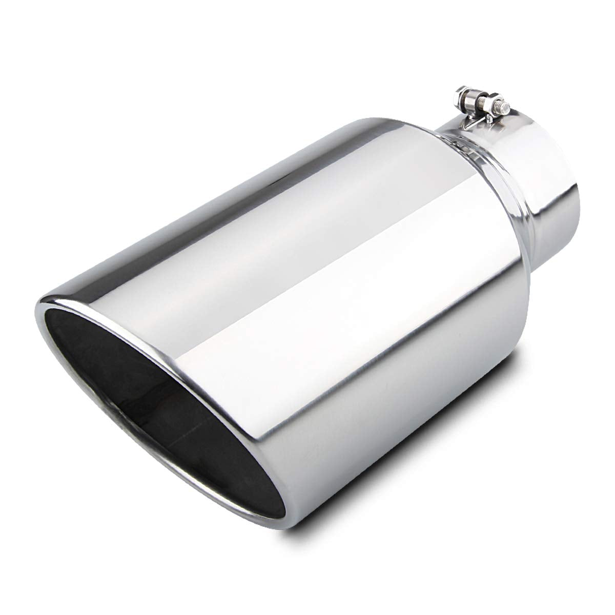 Exhaust Tip 5 Inlet 8 Outlet 15 Long Rolled End Angle Cut Bolt On Polished Exhaust Tail Pipe