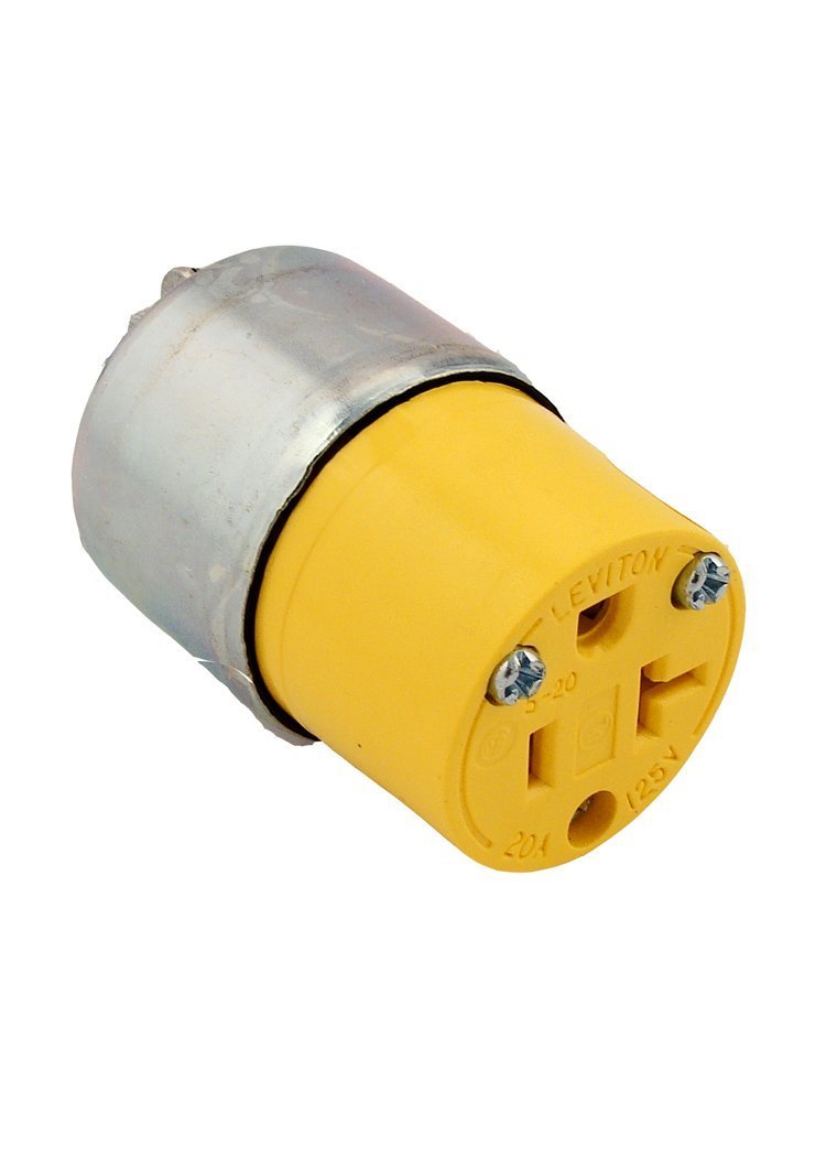 Leviton 520CA 20 Amp, 125 Volt, Armored Cord outlet, Grounding, Steel