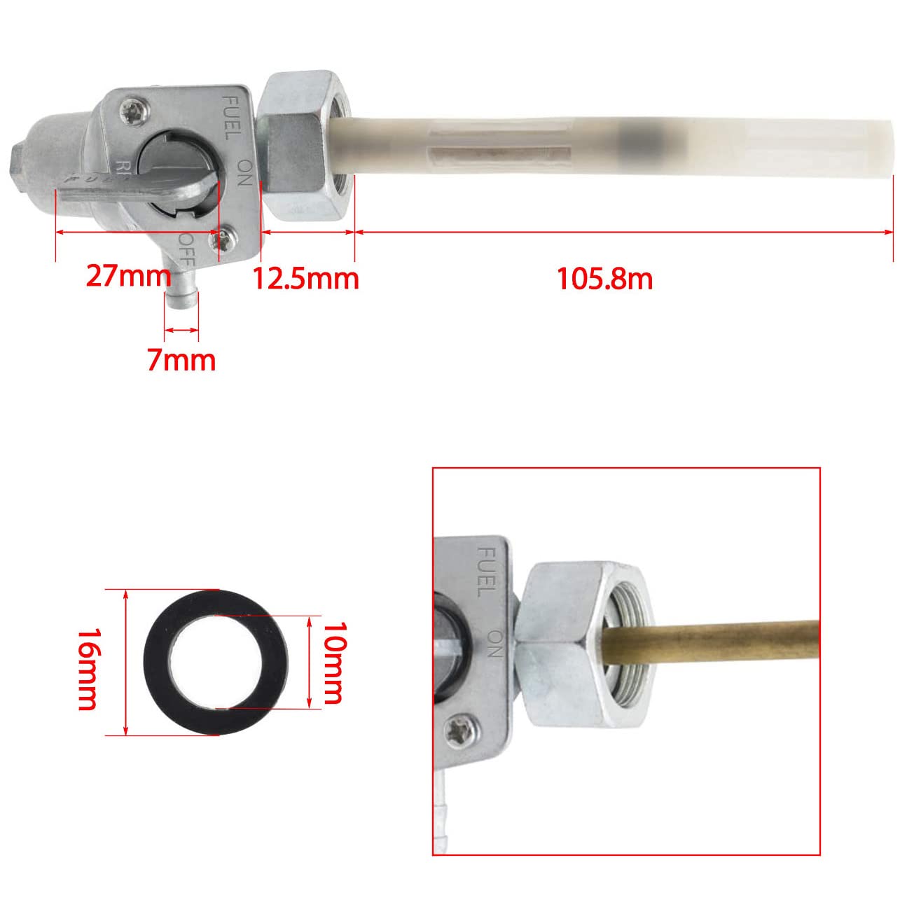 Earlyred Fuel Petcock Gas Tank Valve Shut Off Switch Compatible With Honda Atc250Sx Atc250Es Atc350X Trx300 Fw Trx300Ex Trx250 Trx250X Trx200Sx Fourtrax 1985 1986 1987 1988 1989-2008