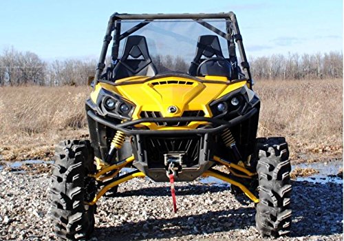 Superatv Heavy Duty Scratch Resistant Full Front Windshield For 2011-2020 Can-Am Commander 800 / Commander 1000 | 1/4' Polycarbonate | 250X Stronger Than Glass! | Easy Install | Usa Made