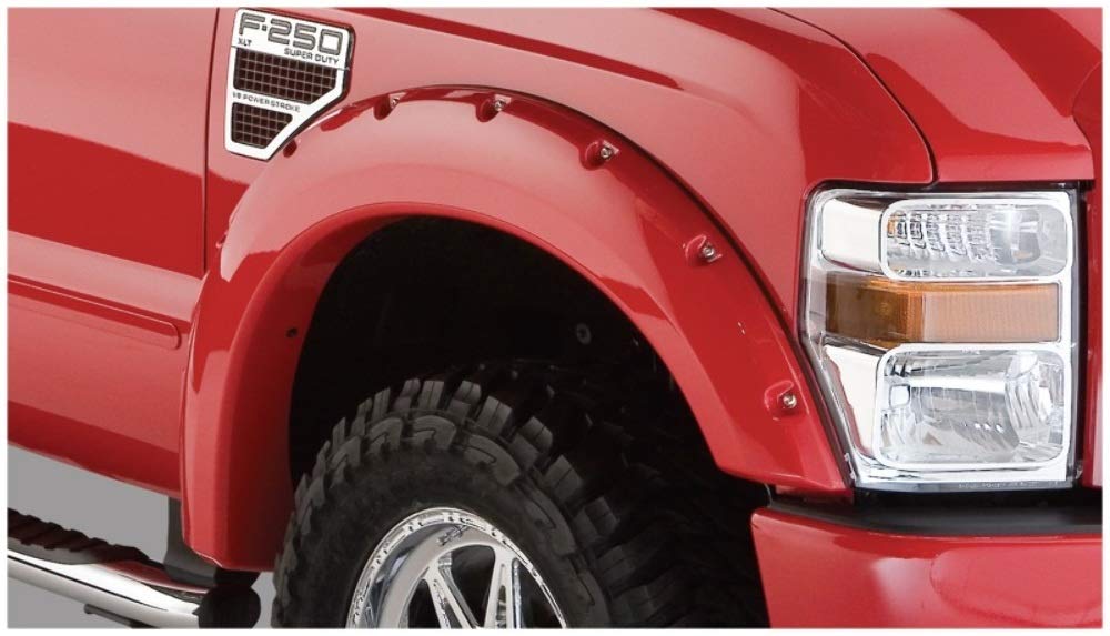 Bushwacker Pocket/Rivet Style Front Fender Flares | 2-Piece Set, Black, Smooth Finish | 20055-02 | Fits 2008-2010 Ford F-250/F-3