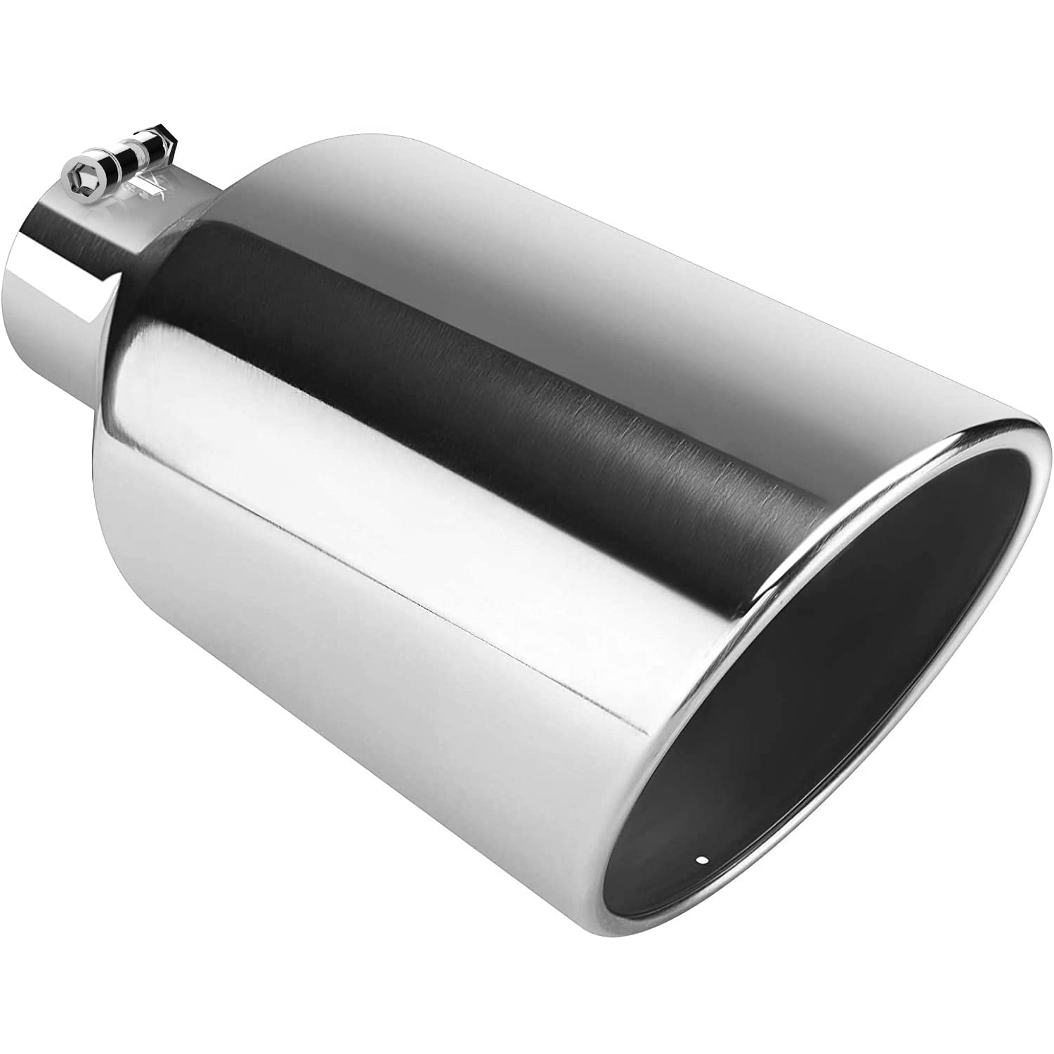 AUTOSAVER88 4 Inch Inlet Exhaust Tip, 4'' Inlet 8'' Outlet 15'' Overall Length Chrome-Plated Finish Stainless Steel Exhaust Tail