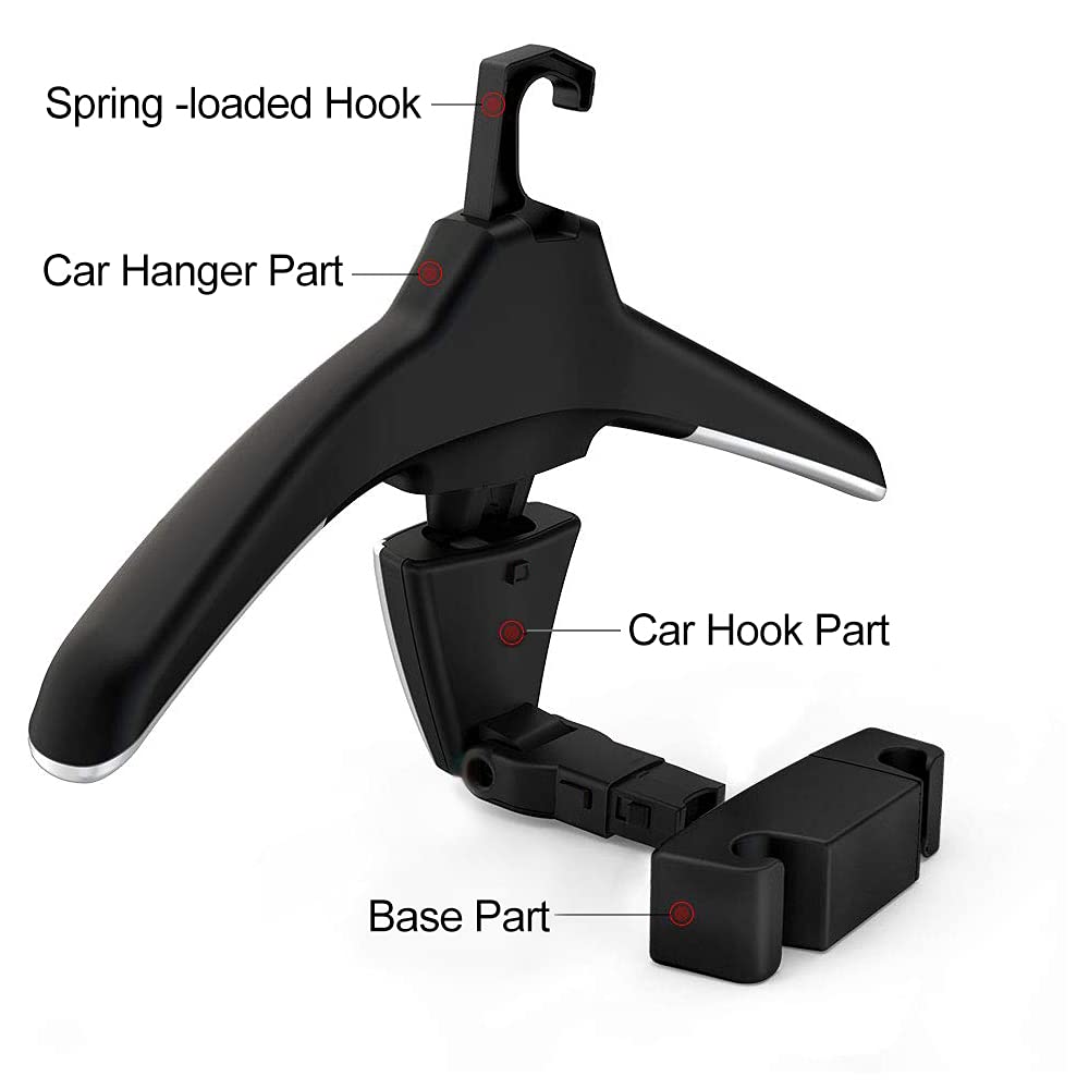 Engync 2 Pack Car Back Seat Headrest Hanger For Jacket, Suit, Clothes, Purse, Handbag, Grocery Bags - Multi-Purpose Storage Hold