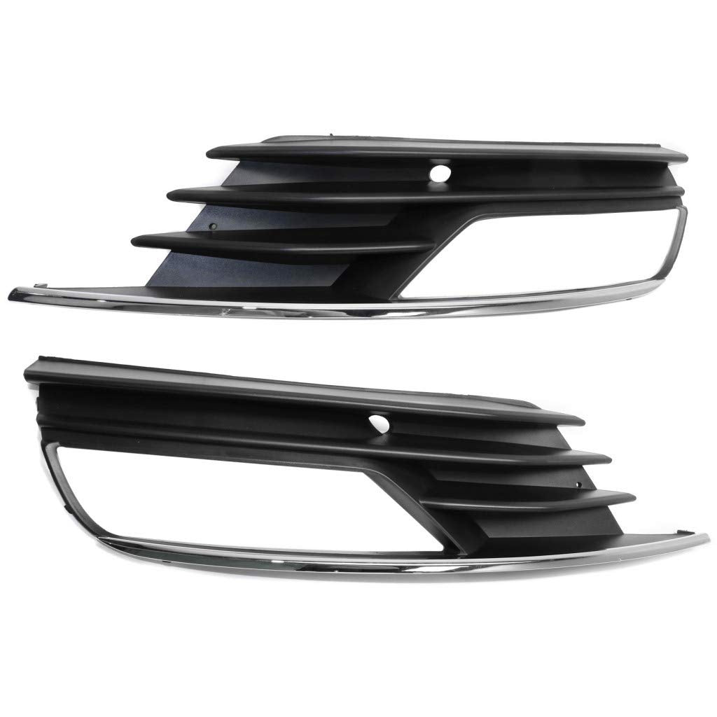 For Audi A3 / A3 Quattro Fog Light Cover 2015 2016 Outer Driver And Passenger Side Pair/Set | Cover Grille | Dot/Sae Compliance | Au1038129 + Au1039129 | 8V5807681A9B9 + 8V5807682A9B9