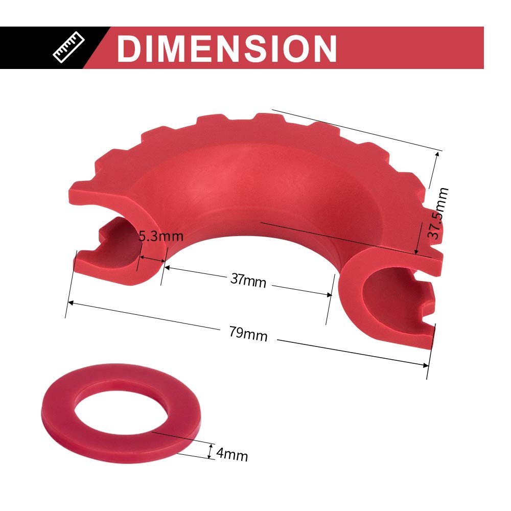 Bunker Indust D Ring/Shackle Isolator Kit,1 Pair Red D-Ring Isolator And 4 Pcs Washers Dring Cover Fit For 3/4'' Shackle Hooks 4