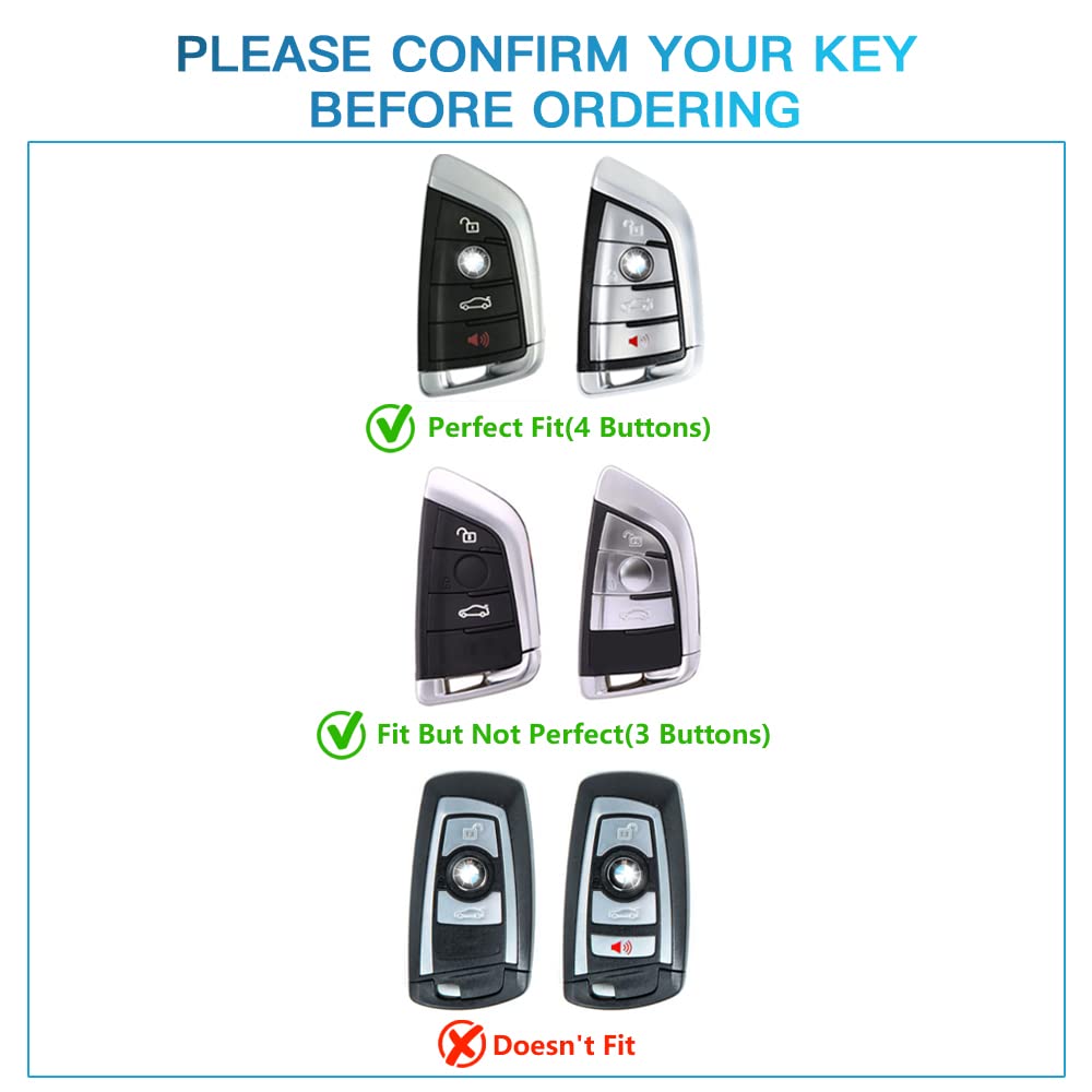 1797 For Bmw Key Fob Cover X5 X3 X4 X6 X1 X2 2 3 4 5 7 Series M3 M4 M5 M8 Z4 Accessories Bling Car Key Chain Case Shell Girly Cute 4 Button White Silver Tpu