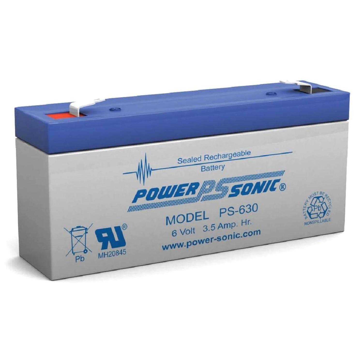 Power-Sonic 6V/3Ah Sealed Lead Acid Battery With F1 Terminal. Replacment Battery