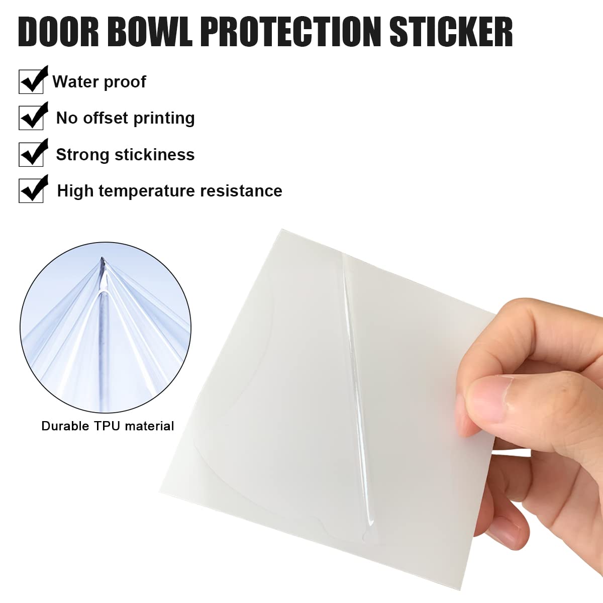 4PCS Car Handle Cup Stickers, Carbon Fiber Scratch Auto Door Protective Film, Non-Marking Car Bowl Protector, Universal Paint Co