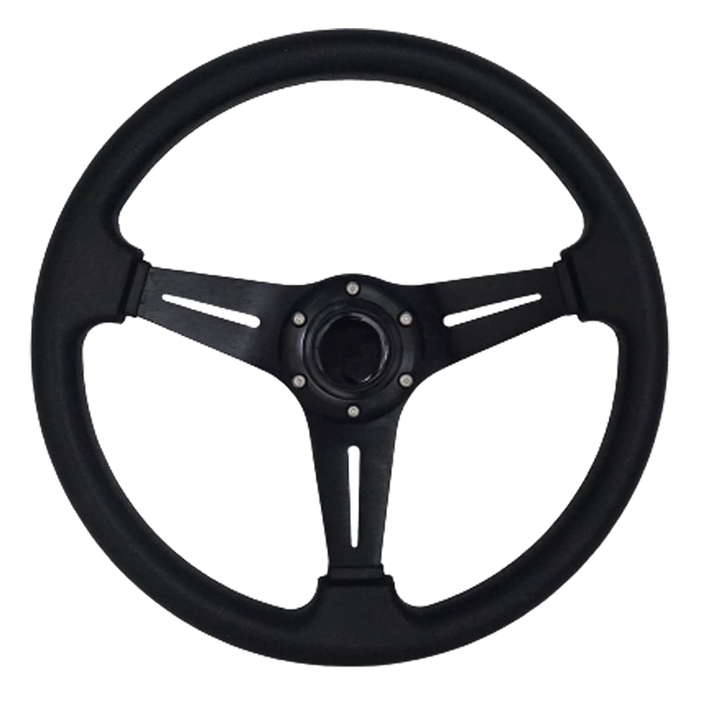 Yehicy 13.8” Auto Racing Steering Wheel Flat Drifting 6 Bolts Car Sport Steering Wheel Pu Leather And Aluminum Spokes With Horn Button