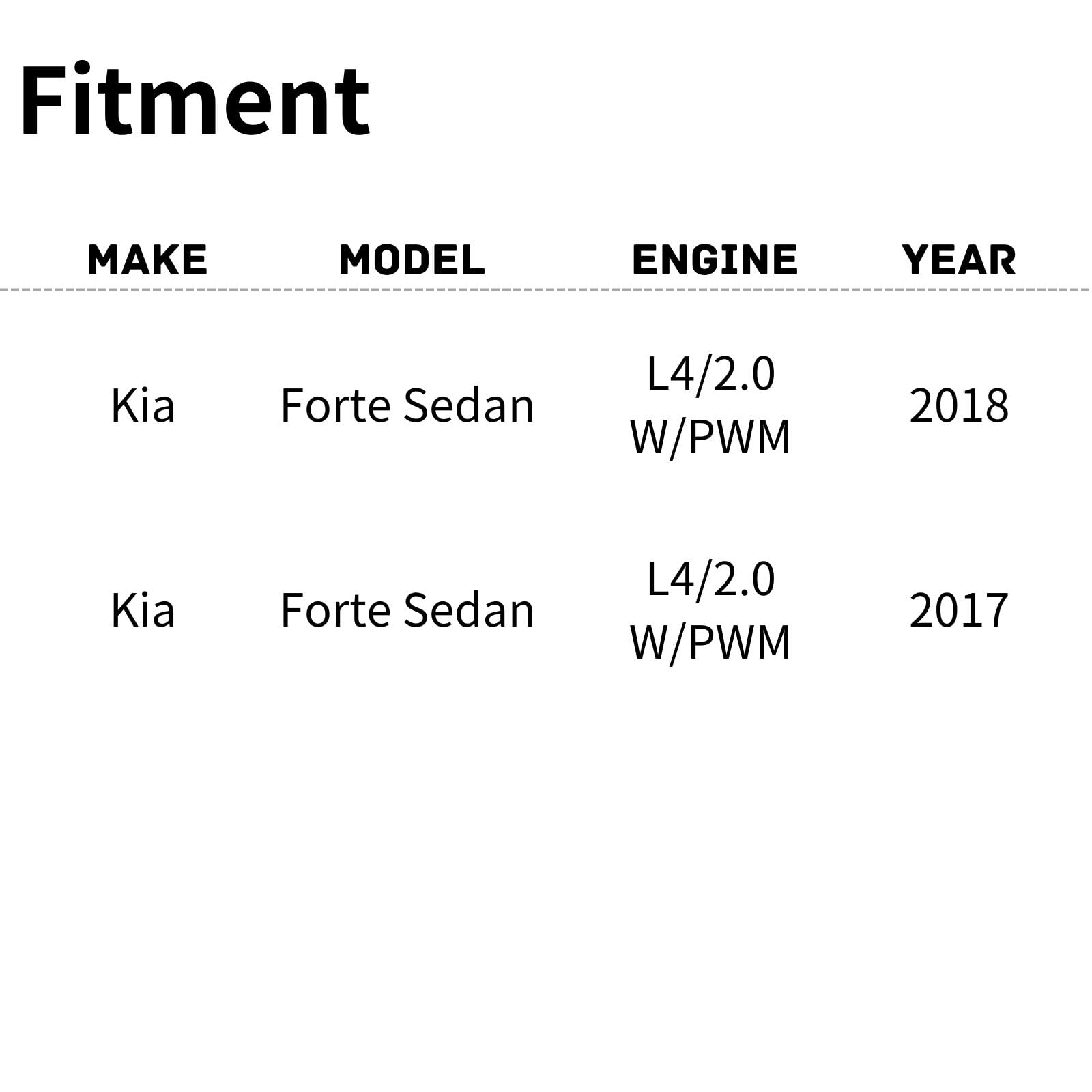 TYG OE Replacement(CAPA Quality) Cooling Fan Extra Silent for 2017-2018 Kia Forte Sedan L4/2.0 W/PWM | 25380-B0000 | KI3115151