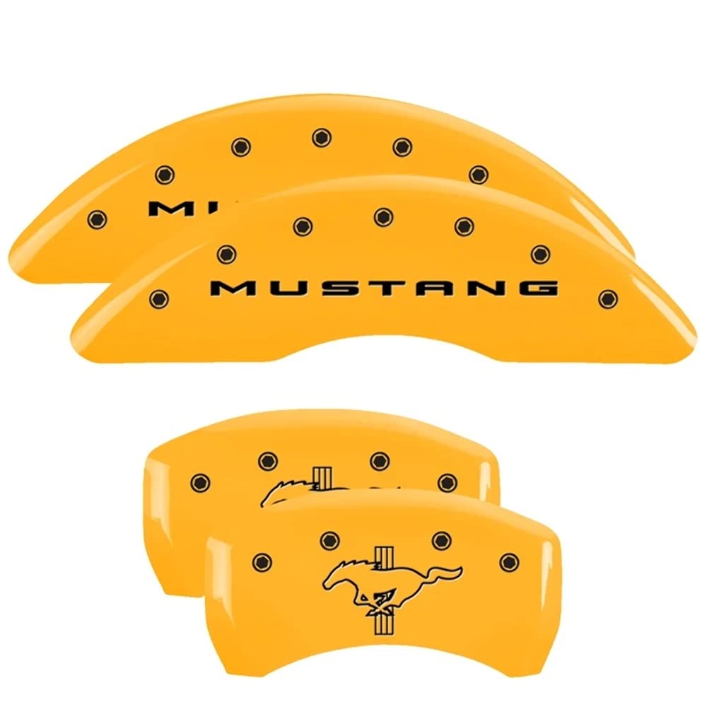 Mgp Caliper Covers - Brake Caliper Covers 2015-2023 Ford Mustang (Standard Brakes) - Front And Rear Set - Mustang/Bar & Pony Logo - Red
