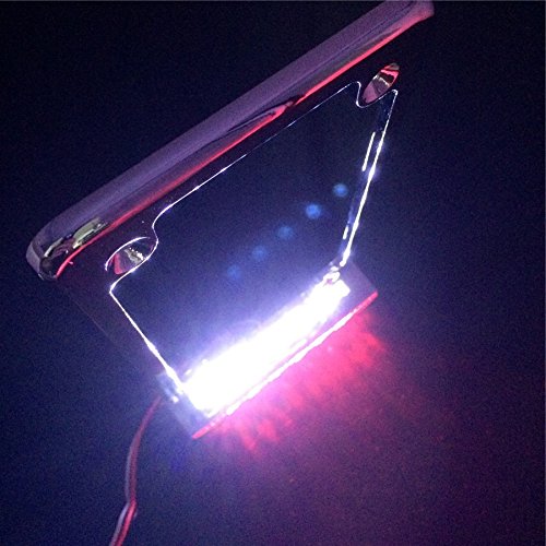 Httmt Mt294-003- Motorcycle Chrome 7'' X 4'' Flat License Plate Frame Bracket Tag Holder W/ 3'' Led Bar Compatible With Universa