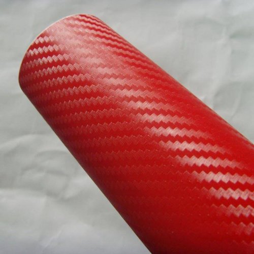 Diyah 3D Red Carbon Fiber Film Twill Weave Vinyl Sheet Roll Wrap Diy Decals 12'' X 60'' (1Ft X 5Ft)