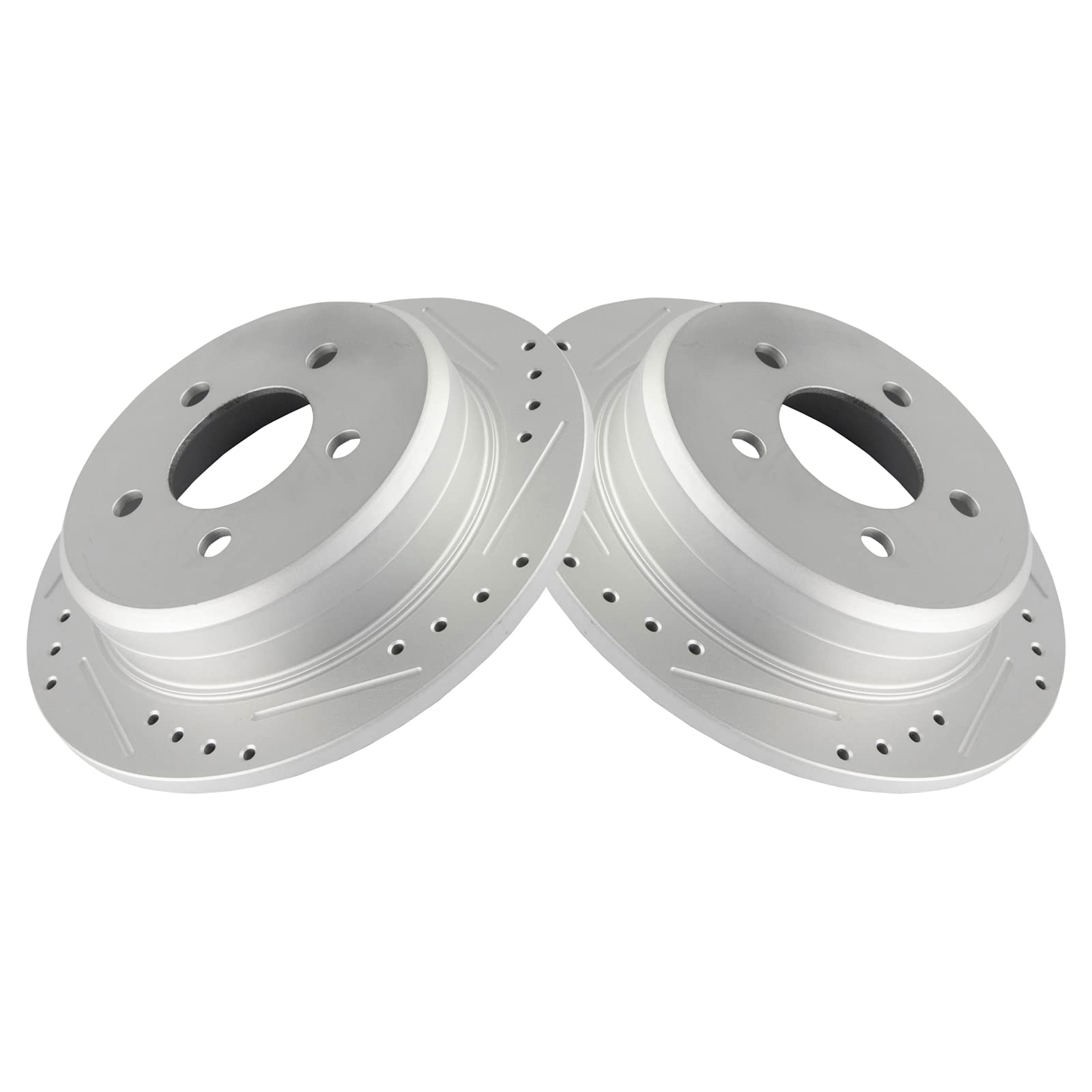 Trq Brake Rotors Set Premium G-Coated 2 Piece Slotted X Drilled Rear Driver & Passenger Side Compatible With 1993-1998 Jeep Gran