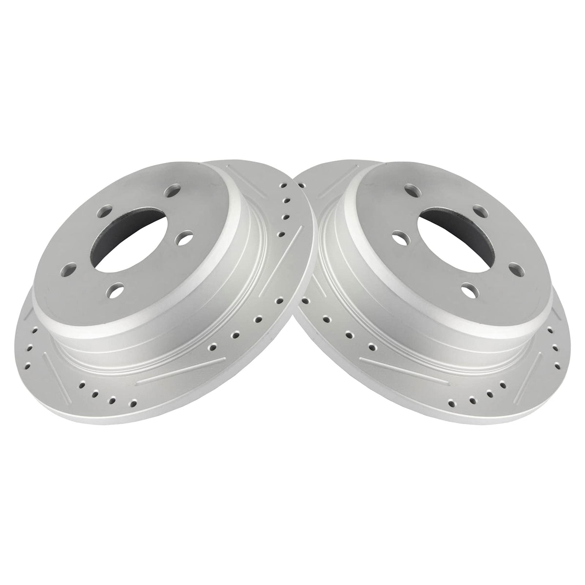 Trq Brake Rotors Set Premium G-Coated 2 Piece Slotted X Drilled Rear Driver & Passenger Side Compatible With 1993-1998 Jeep Gran