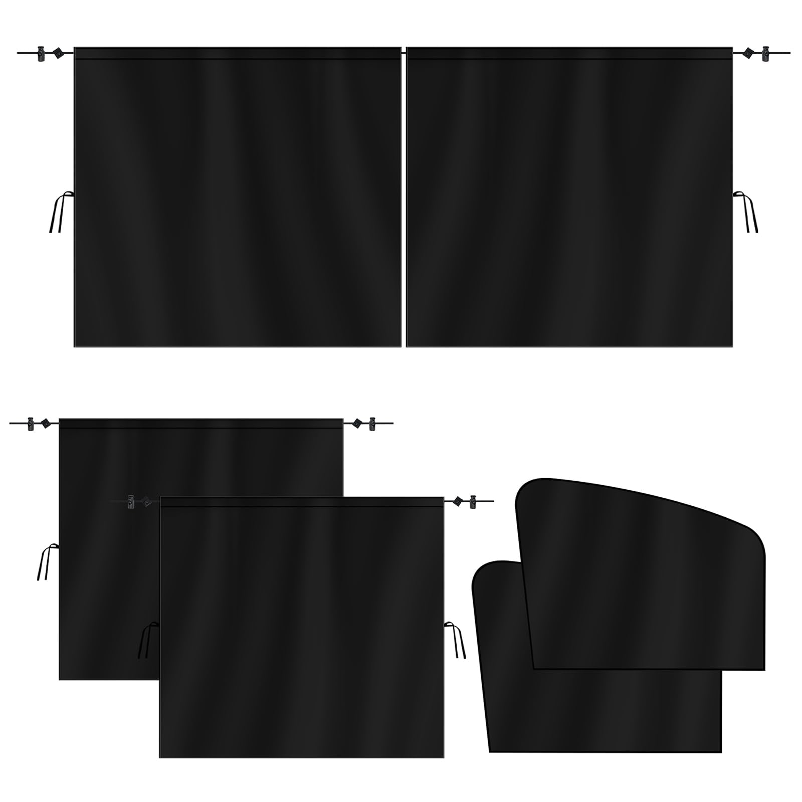 VANPET 5 Pcs Car Curtains, 99% Light Blocking Fabric Rear Seat & Side Windows Divider Curtain Baby Shades, Wide Sedan SUV Sunsha