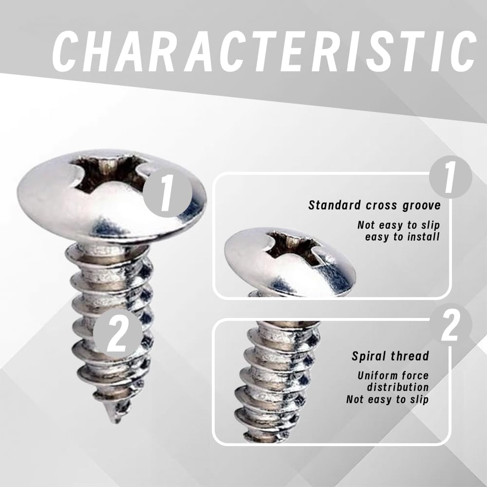 4Sets License Plate Screws, License Plate Bolts, License Plate Screw Kit, 4755299 3907444 A11719 Car Parts Stainless Steel Licen