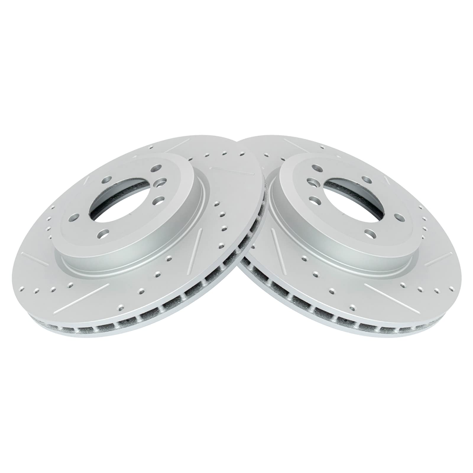 Trq Front Performance Brake Rotors Set Premium G-Coated Cross Drilled & Slotted Compatible With 2001-2006 Bmw 330Ci 2001-2005 33