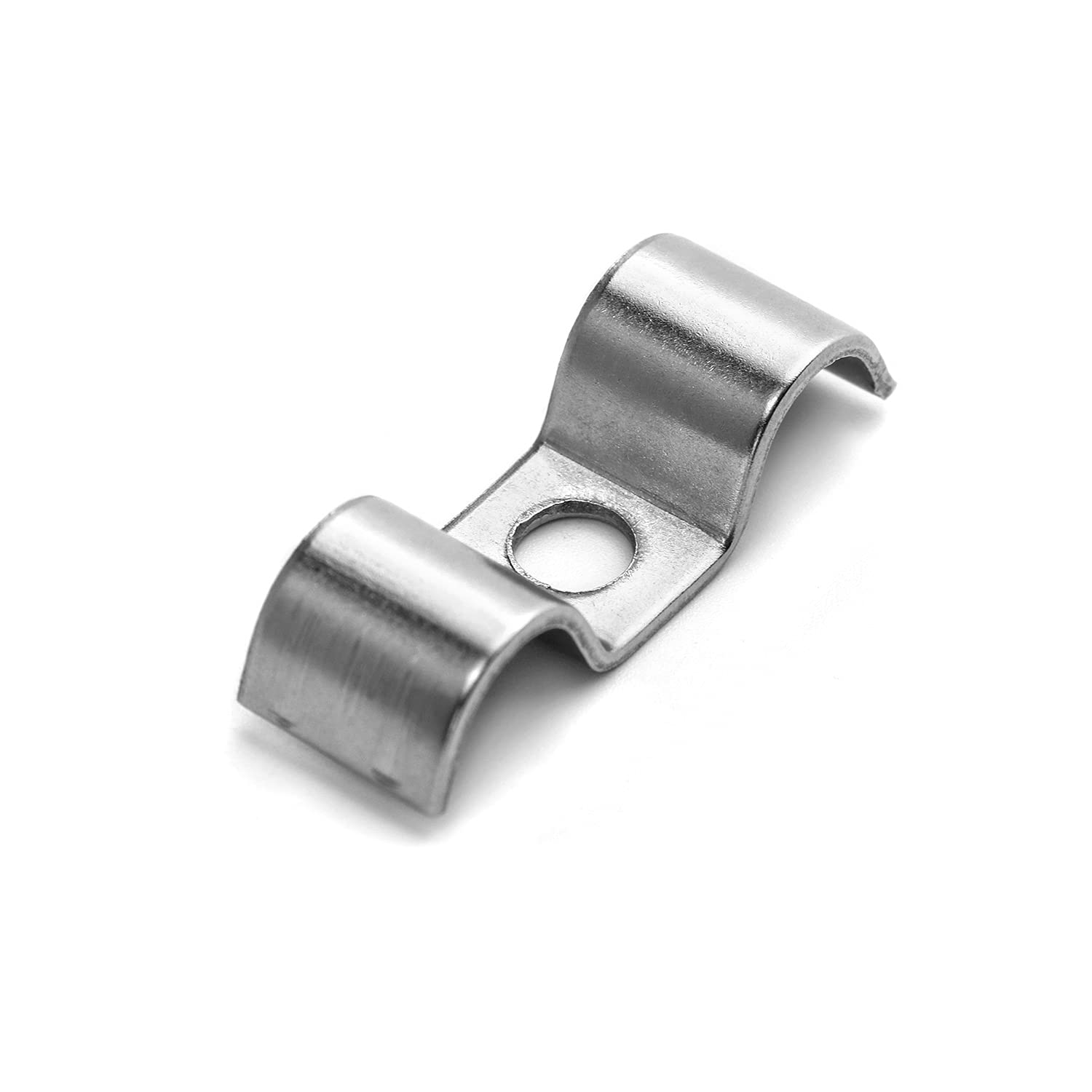 Qwork Stainless Steel Double Line Clamp, 12 Pack 3/8' Fuel Lines Clips With Mounting Screws