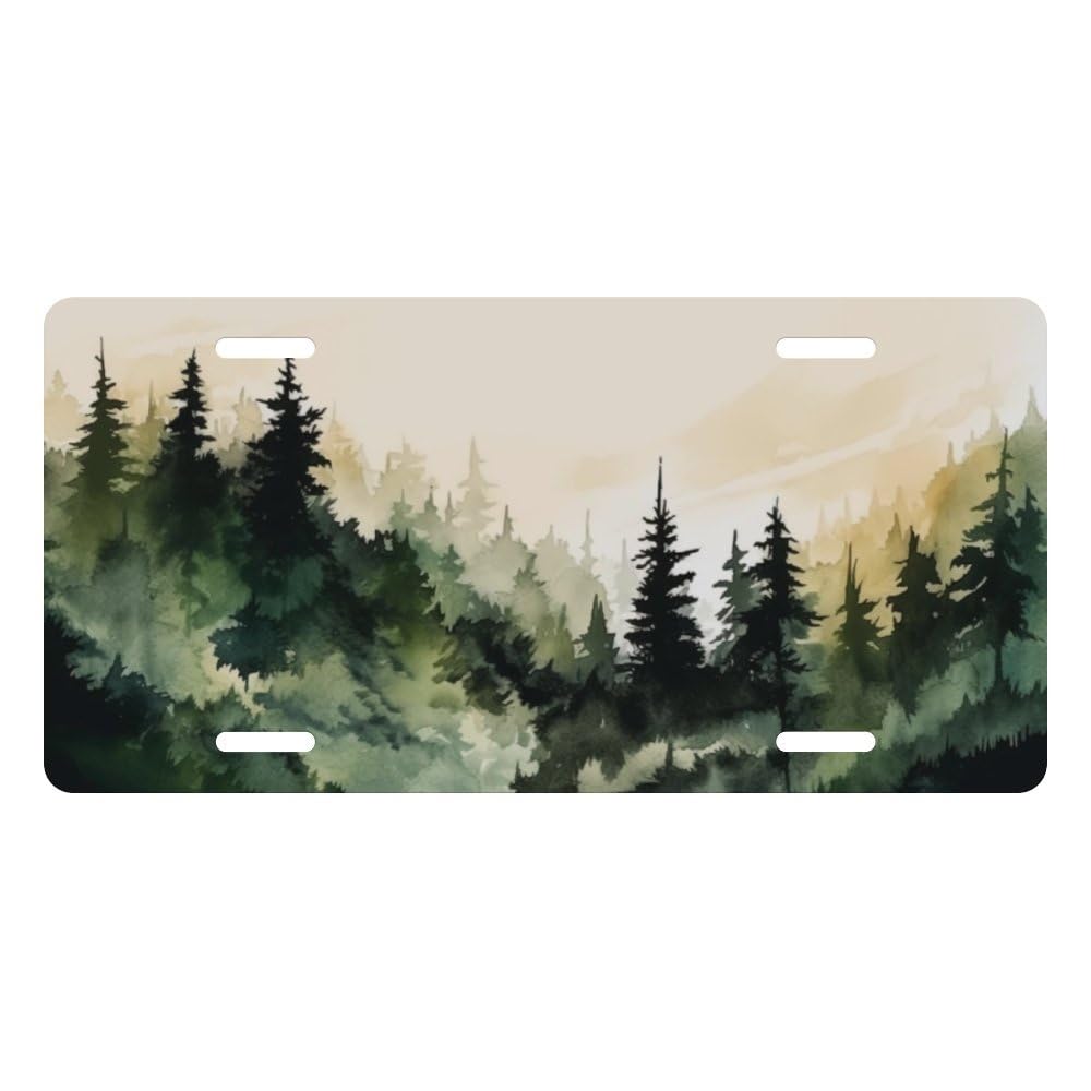 Muishi Spruce Forest Decorative License Plate, Vanity Tag, Metal License Plate, Aluminum Novelty License Plate Home Decor for Me