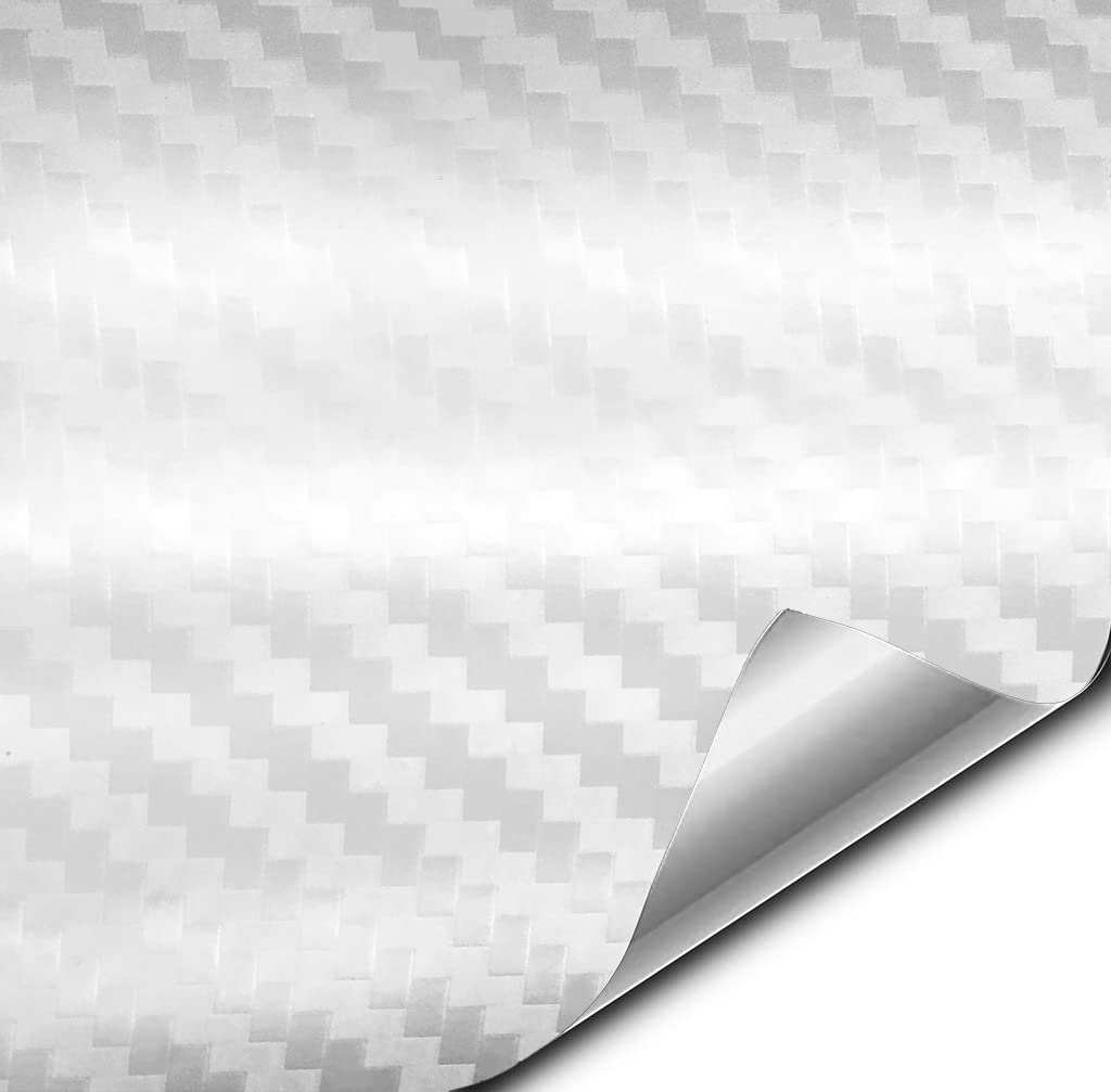 Vvivid+ Premium Carbon Fiber Vinyl Wrap Film (White, 1.49Ft X 5Ft)