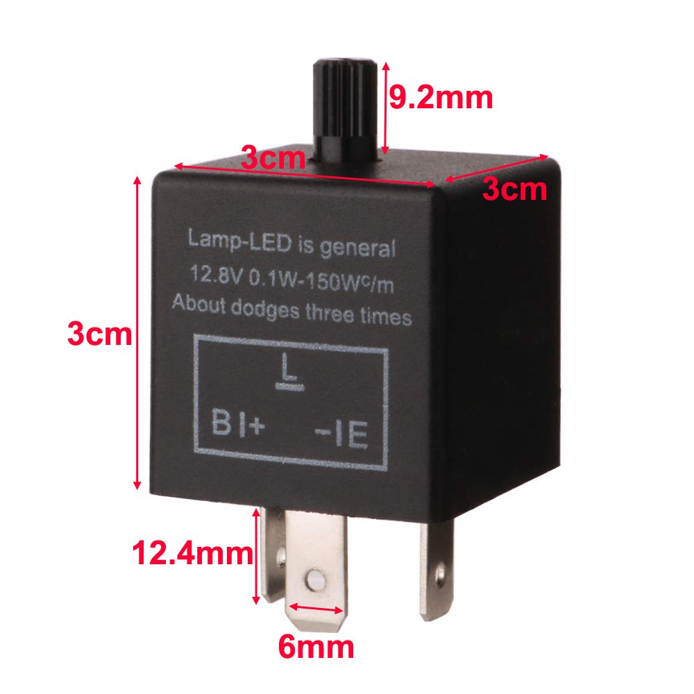Gebildet 2 Pieces 12V 3 Pin Electronic Led Flasher Relay 0.1W-150W C/M Motorcycle Turn Signal Adjustable Flasher Cf-13Kt, Comes