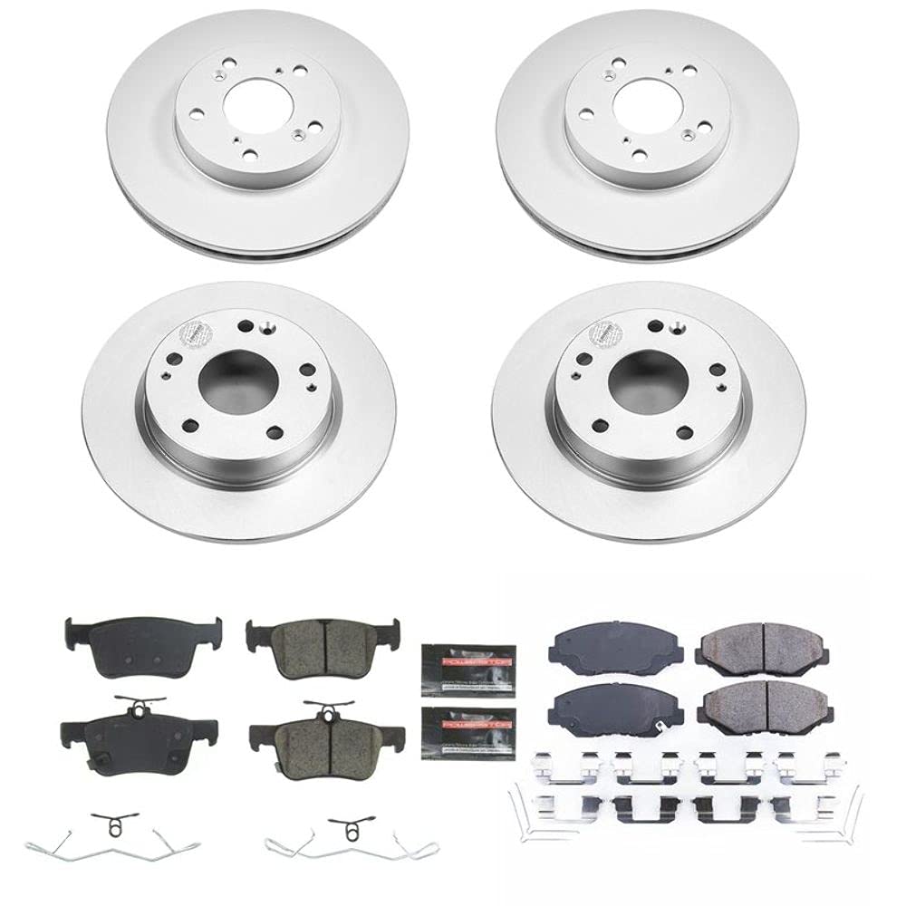 Power Stop Crk8620 Z17 Front And Rear Coated Rotor Kit-Coated Brake Rotors, Ceramic Brake Pads For Honda Civic 2020-2021 [Model Specific]