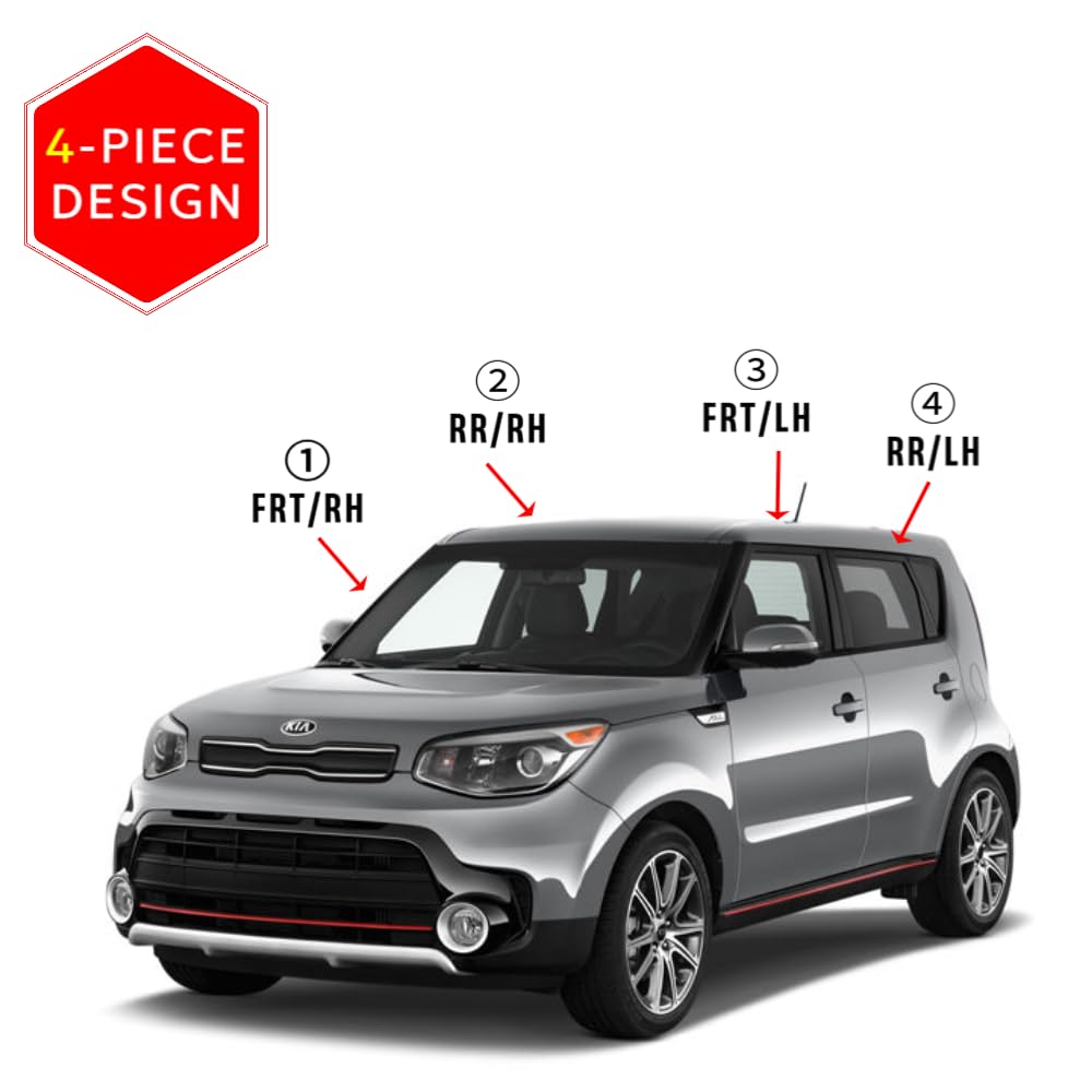 Autoclover Tape-On Rain Guards Window Visors 4 Pcs Set For Kia Soul 2014 2015 2016 2017 2018 2019 / Window Deflectors, Out-Chann