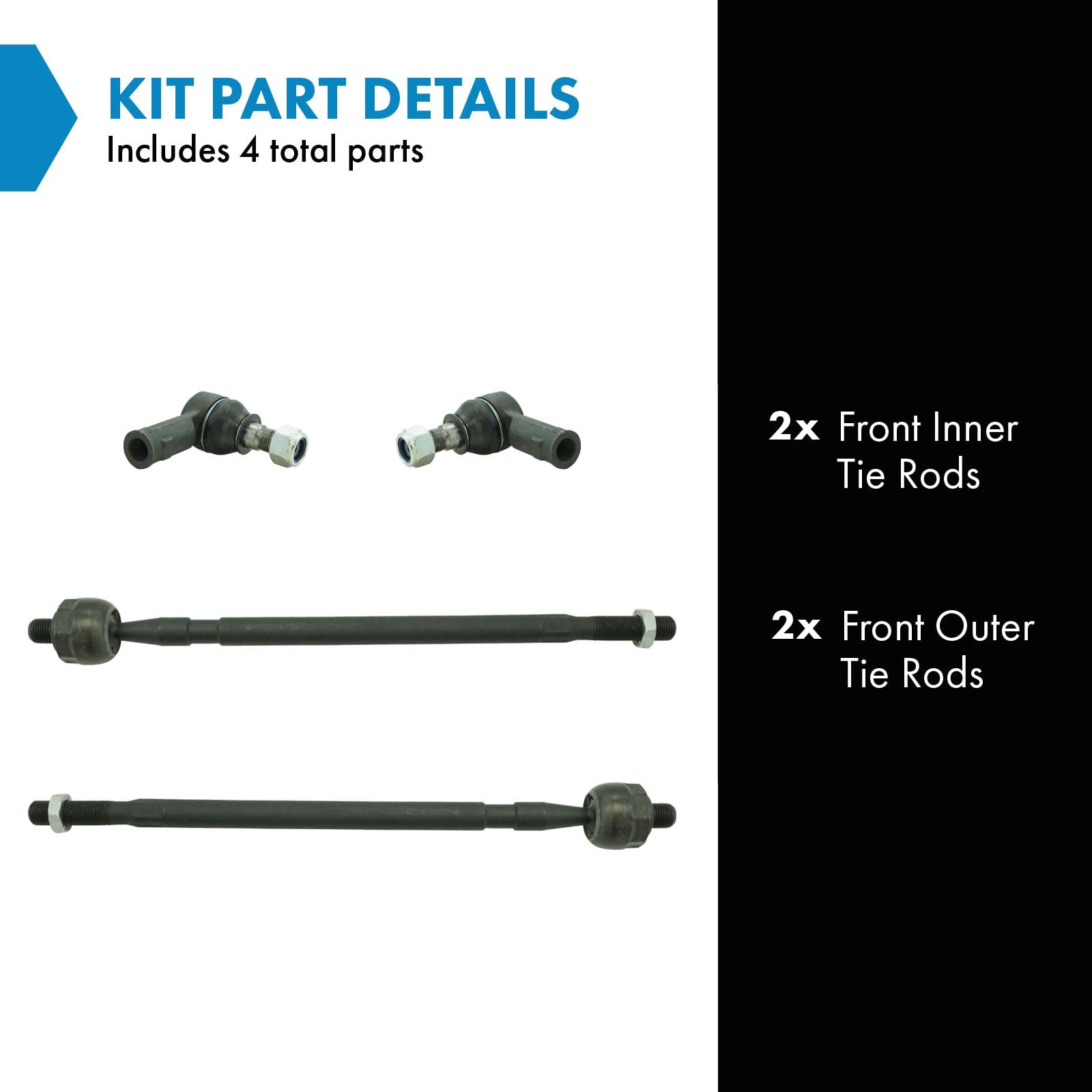 Trq Front Tie Rod Set Compatible With 2003-2006 Dodge Sprinter 2500 Sprinter 3500 2002-2006 Freightliner