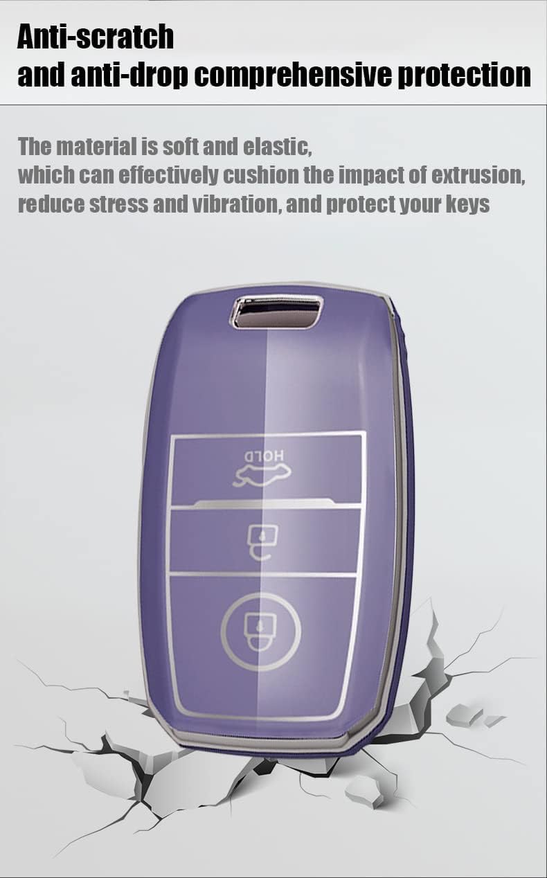 TECART Key Fob Case Protection for Kia K2 Rio NIRO Key Holder Keychain Key Case Shell Soft TPU Accessories 3 Button White