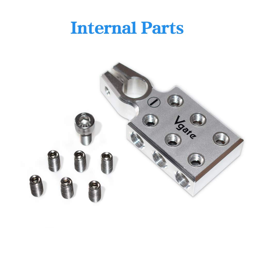 Vgate 6x1/0 Gauge AWG Lead-Acid Battery Terminals Clamp - Positive and Negative (+/-)(Pair) for Tapered Top Post