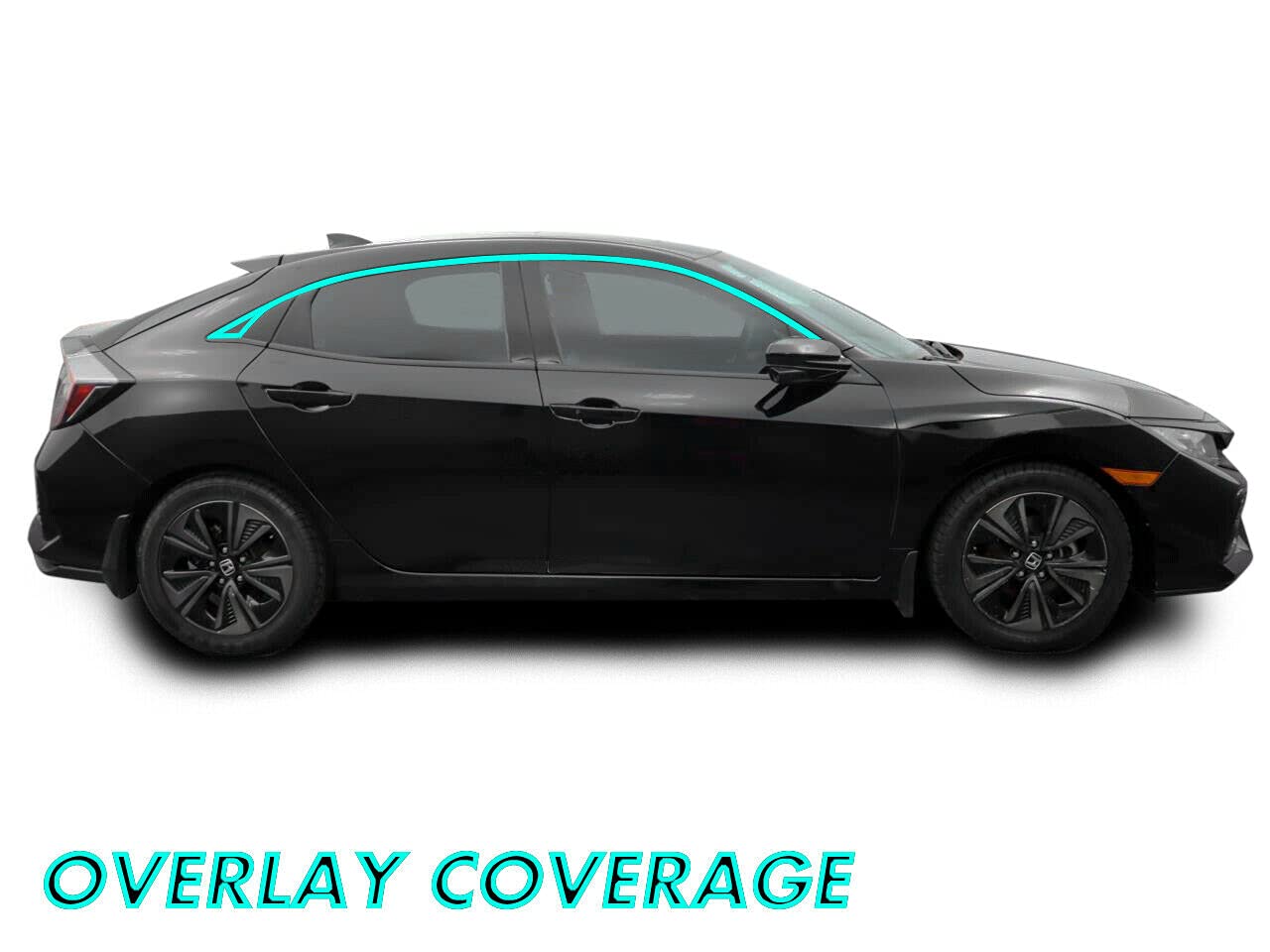 Slickmod Chrome Delete Blackout Vinyl Overlay For 2016-2021 Honda Civic Hatchback Window Trim (Satin Black)