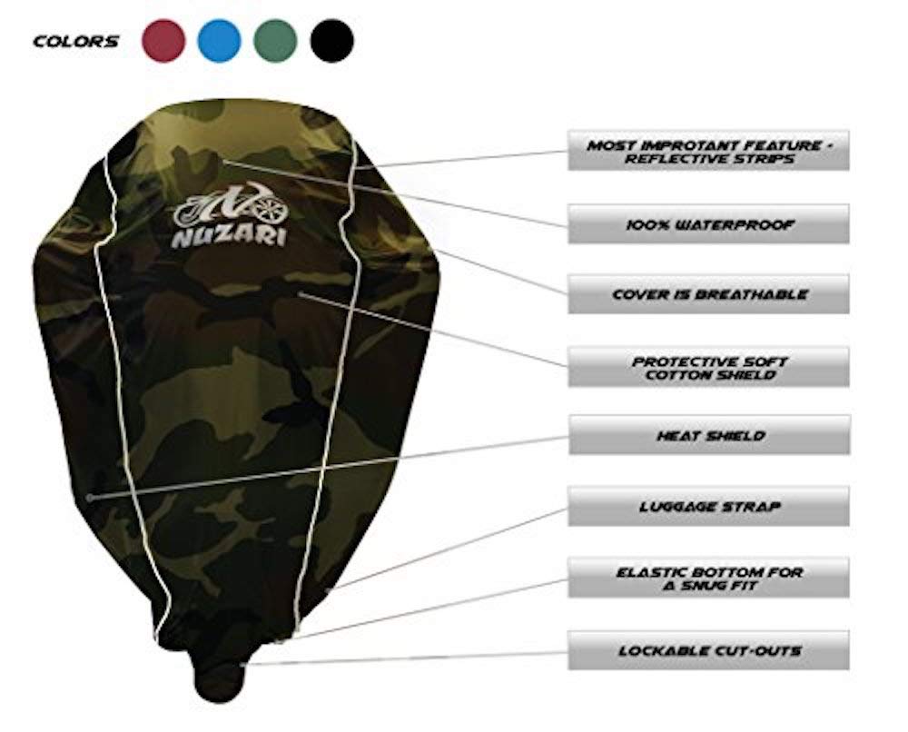 Nuzari Heavy Duty Motorcycle Cover - Outdoor Bike Storage Motorcycle Covers - Motorcycle Cover Waterproof Outdoor - Dirt Bike Covers (Camouflage, Medium)