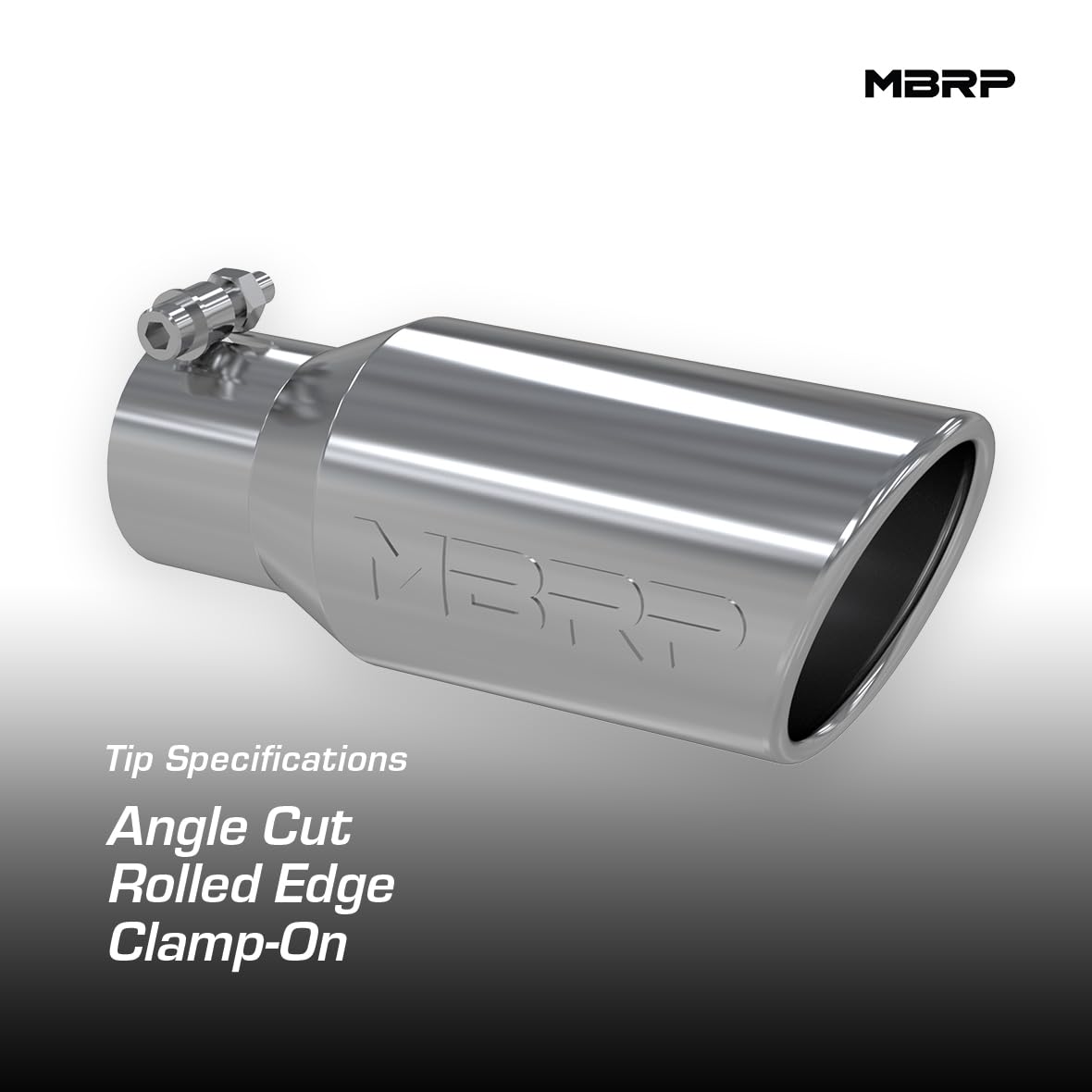 MBRP T5157 T304 Angled Rolled End Tip, 4'' O.D., 2 3/4'' Inlet, 10'' Length