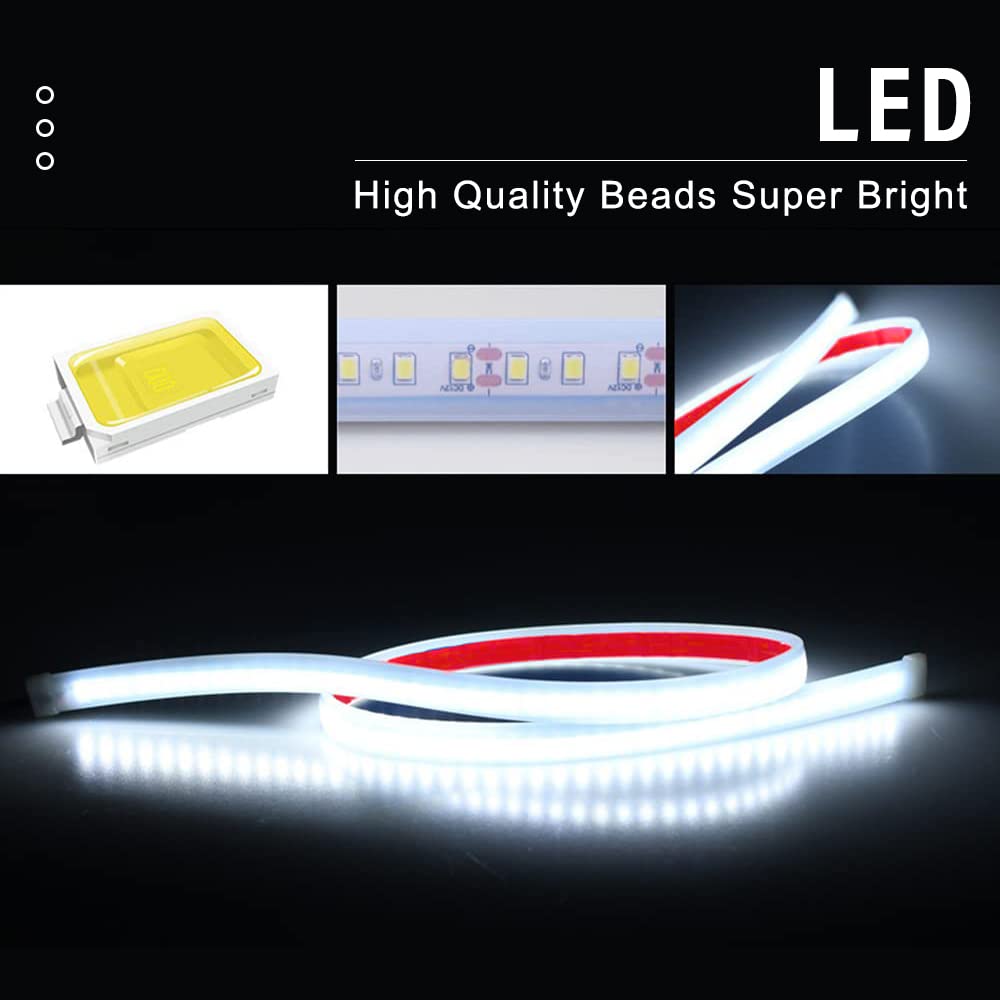 Silverholder Car Hood Light Strip White 70 Inches Exterior Flexible Daytime Led Running Light For Cars, Suvs, Trucks