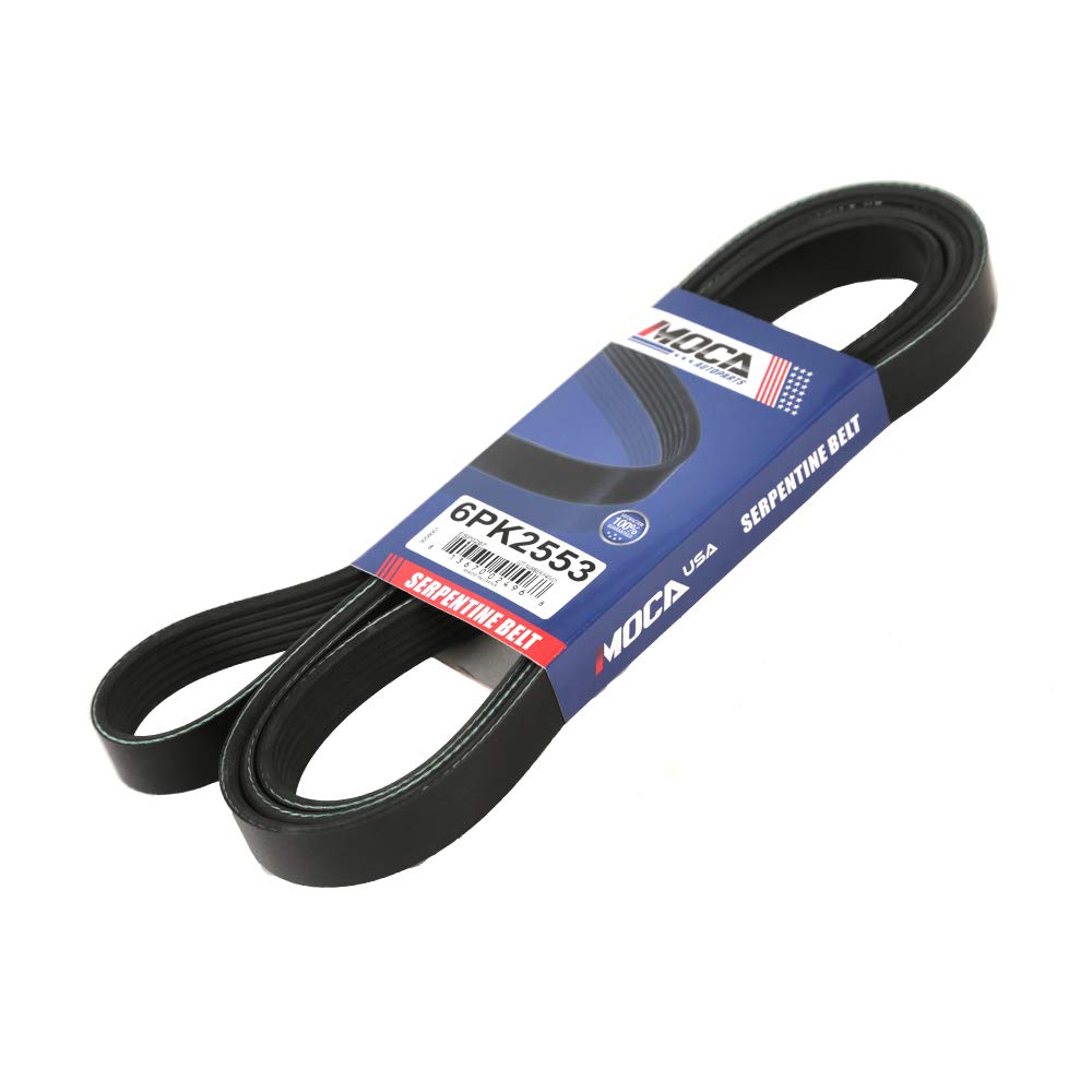 MOCA 6PK2553 EPDM Serpentine Belt Compatible with 1990-1994 for Saab 9000 2.3L, 2007-2008 for Dodge Caliber 1.8L 2.0L (from: 09/